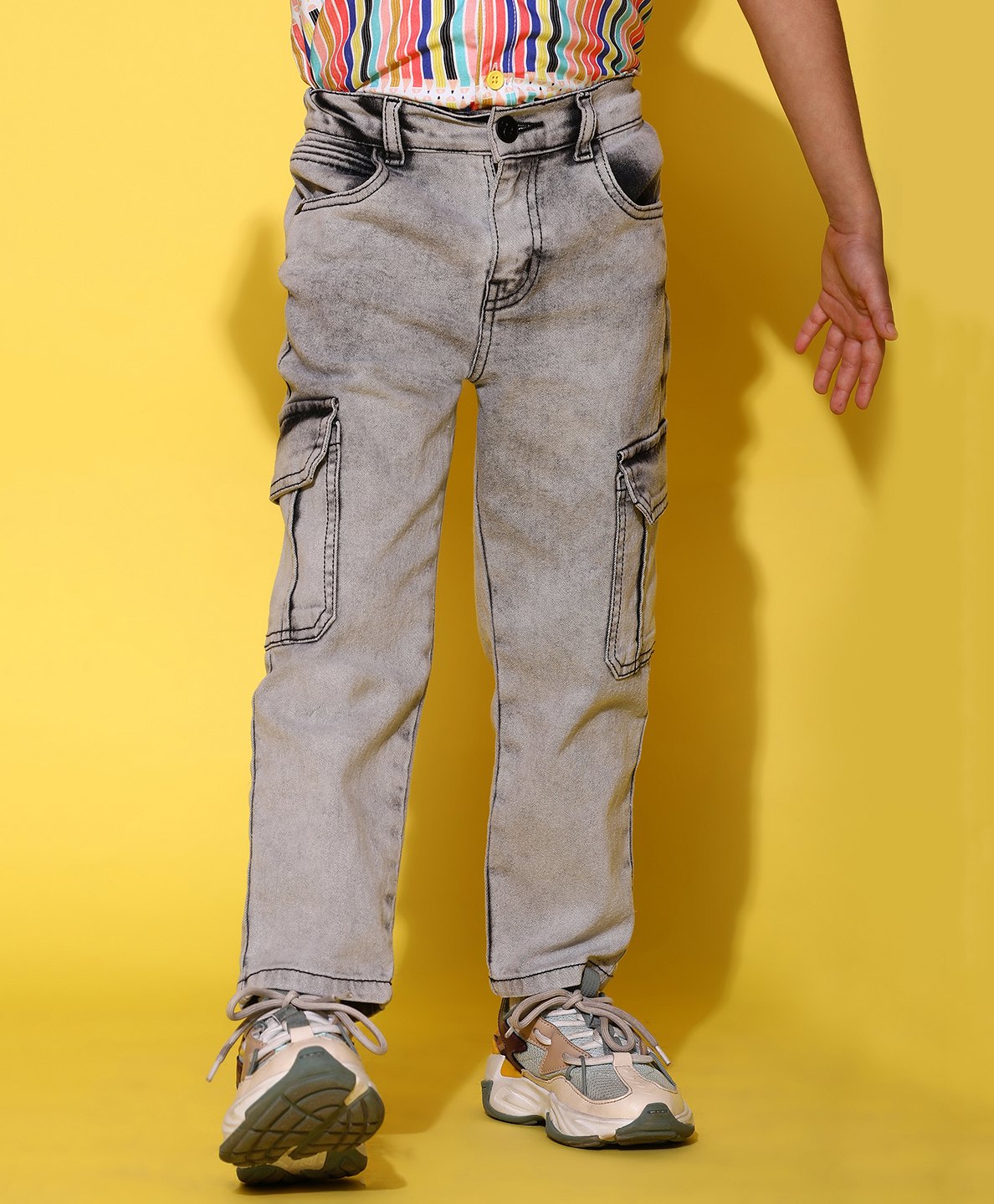 Tales & Stories Washed Cargo Pant - Grey-picture-17