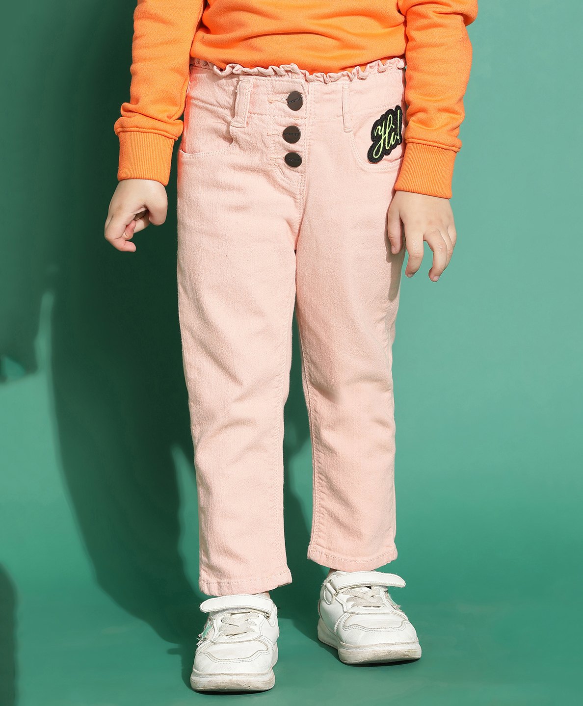 Tales & Stories Hi Text Embroidered Jeans - Pink-image-31