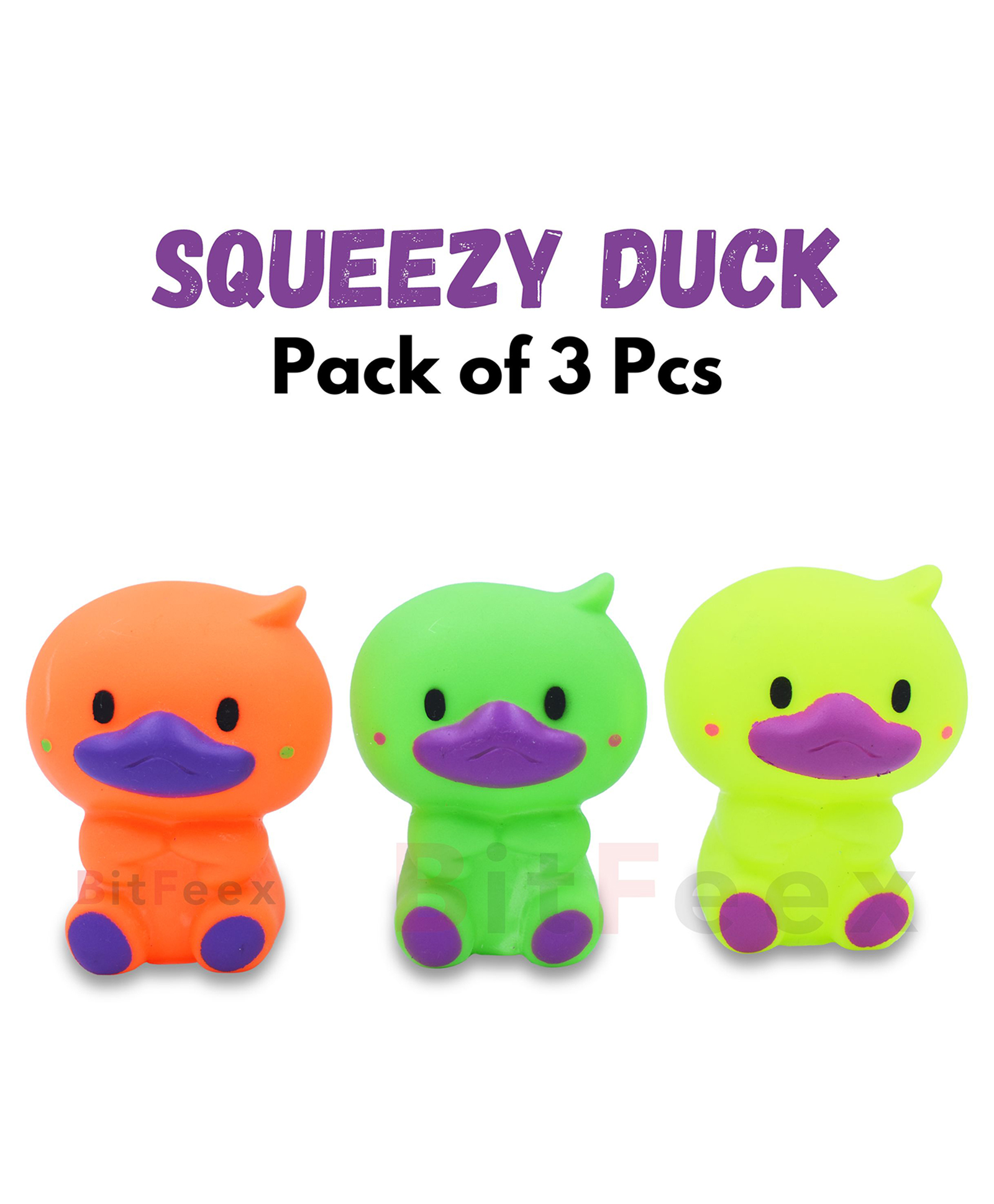 BitFeex Squeezy Duck Squeeze Noise Good As Bath Toys Chu Chu Funny Toy (Color may vary, Pack of 3 pcs)-image-13
