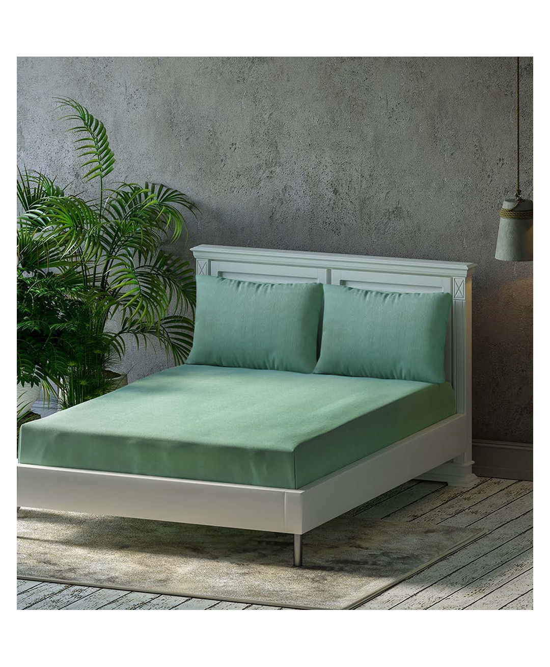 Trance Home Linen Premium Soft Cotton Double King Flat Bedsheet with 2 Pillow Cover 108 x 108 Inch- Aqua Green-picture-27