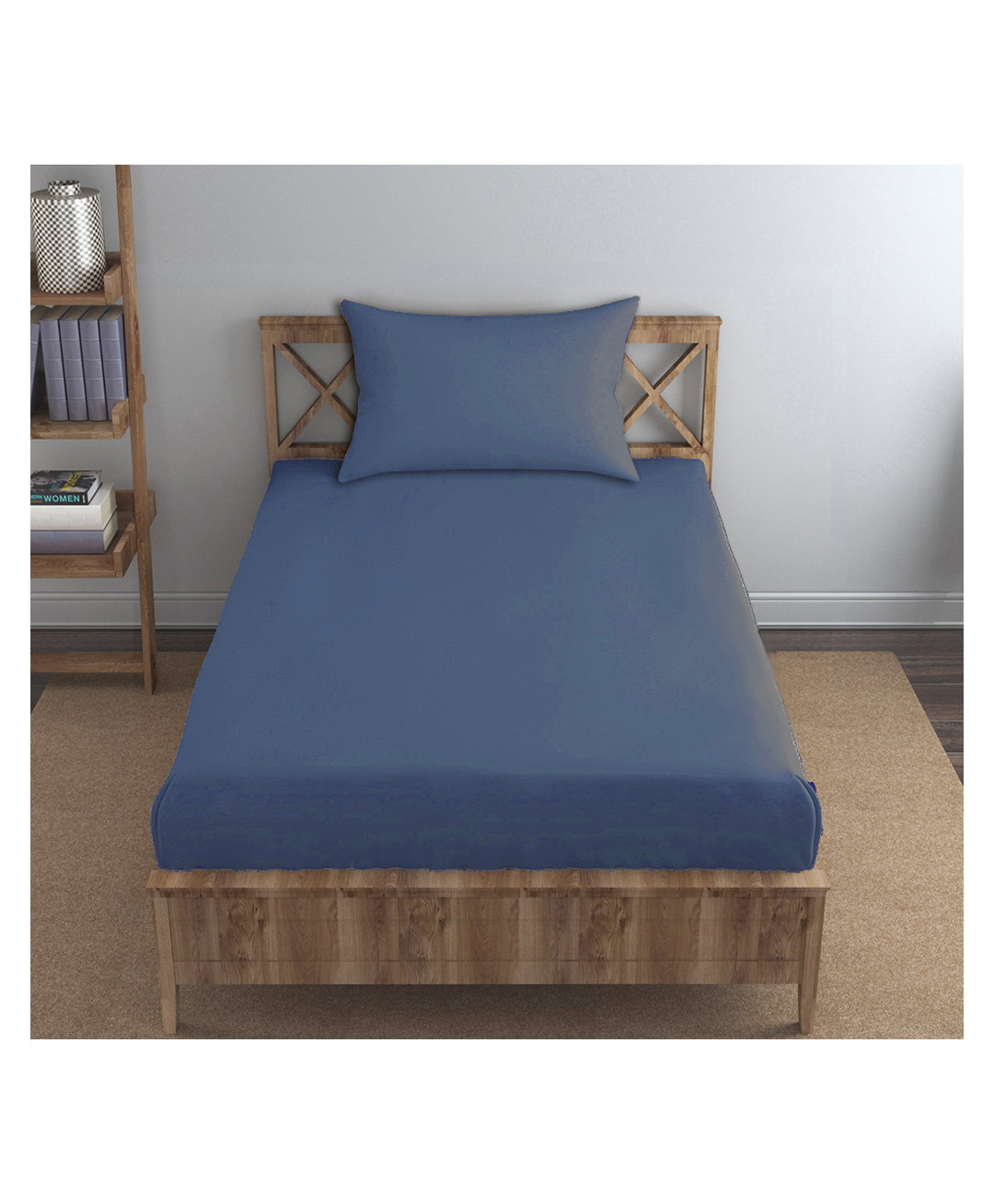 Trance Home Linen Premium Cotton Single Flat Bedsheet with 1 Pillow Cover 54 x 90 Inch- Mediterranean Blue-picture-16