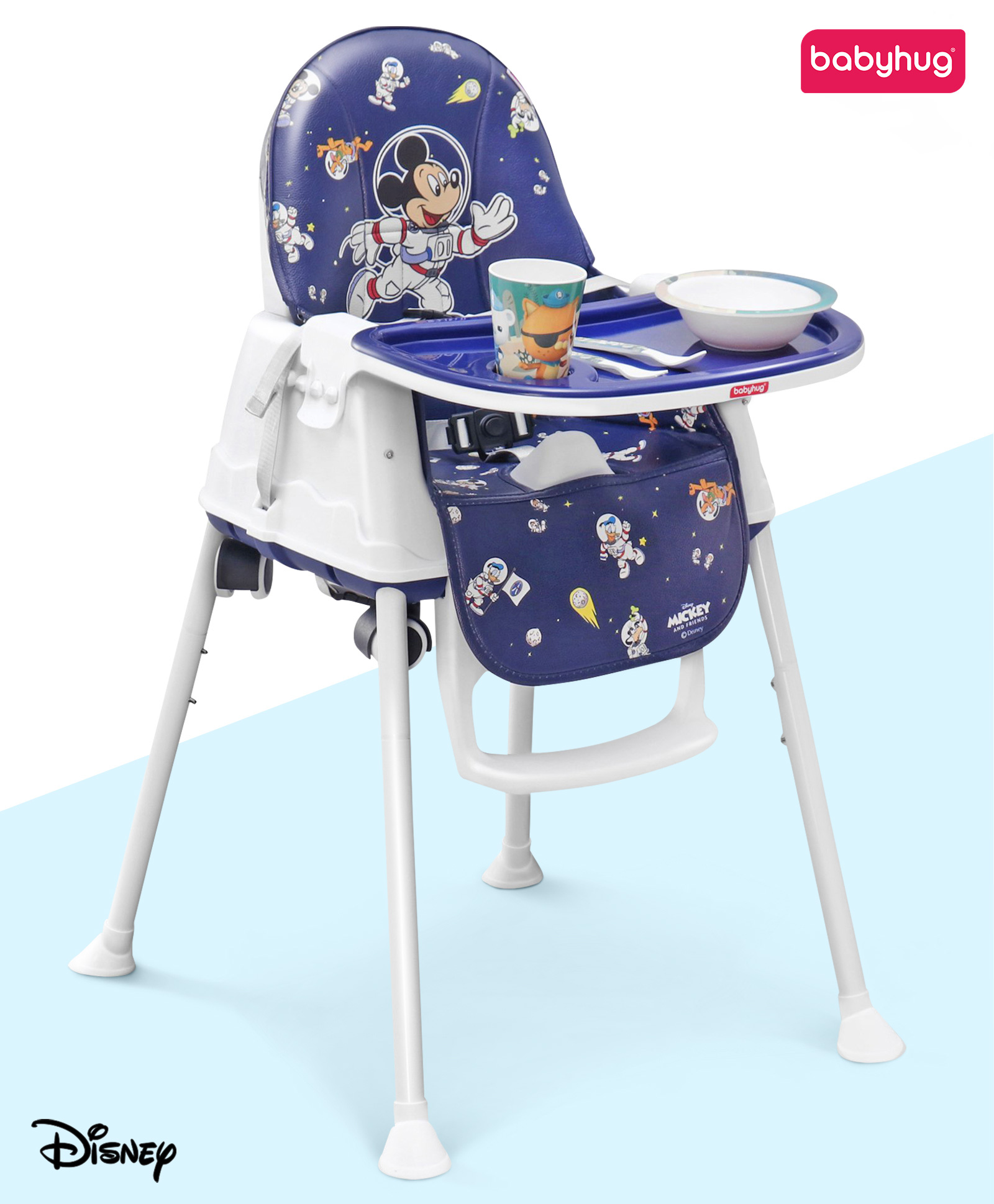 Babyhug Disney Mickey & Friends Space Theme 3 in 1 Comfy High Chair - Blue-image-39