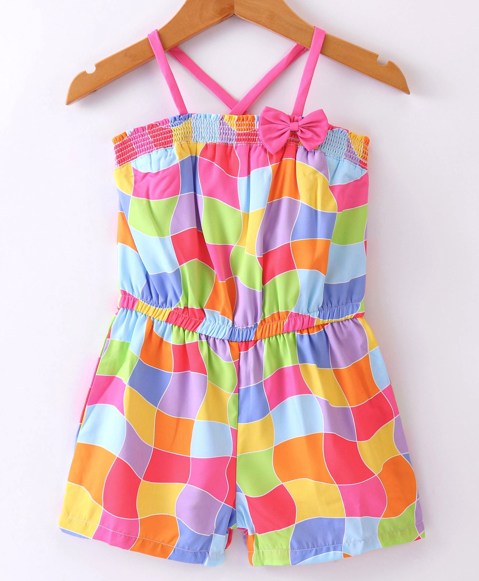ORRIGANY Knitted Sleeveless Pattern Printed Jumpsuit with Bow Applique - Multicolour-image-33