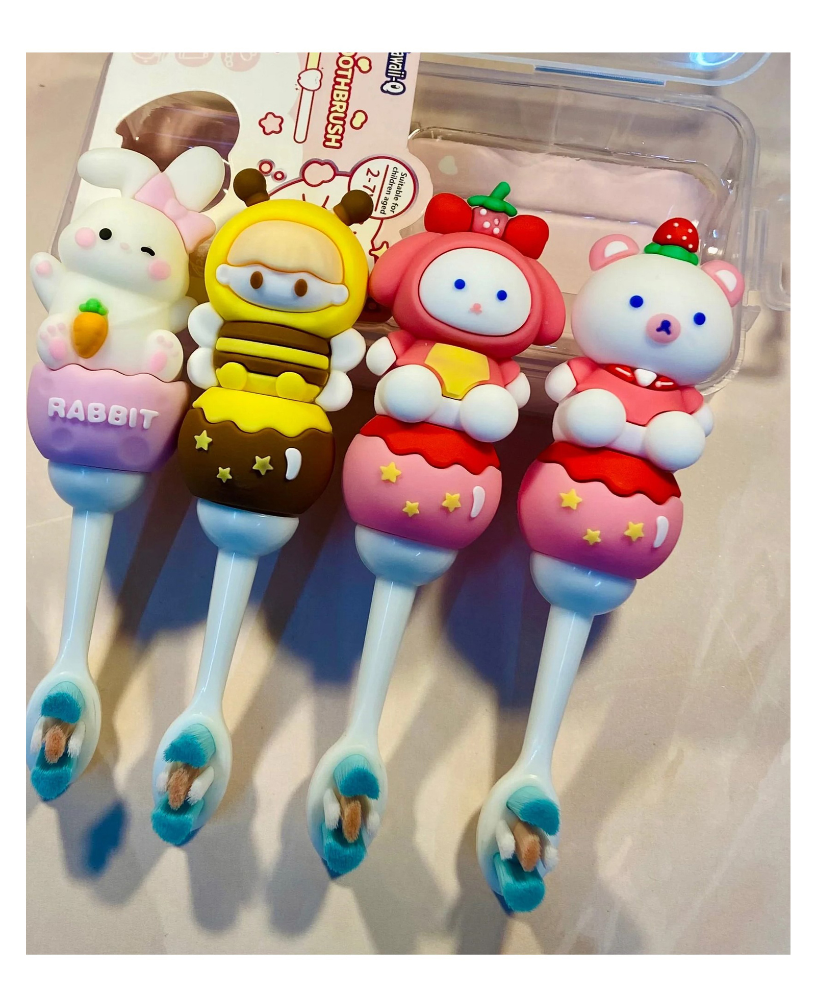AKN TOYS Toothbrush For Baby And Kids Cute Kawaii Cartoon Design Colorful Soft Toothbrush For Babies And Kids Extra Microfiber Soft Bristles With Silicone Grip And Spilt Bristle - (Pack of 1 Color And Design May Vary)-picture-22