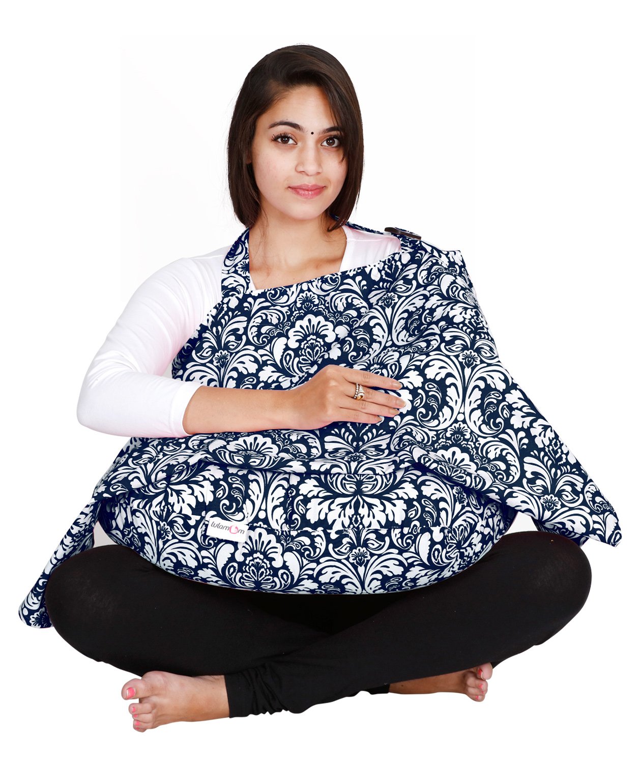 Lulamom Printed Nursing Cover & Feeding Pillow Combo - Blue-picture-1
