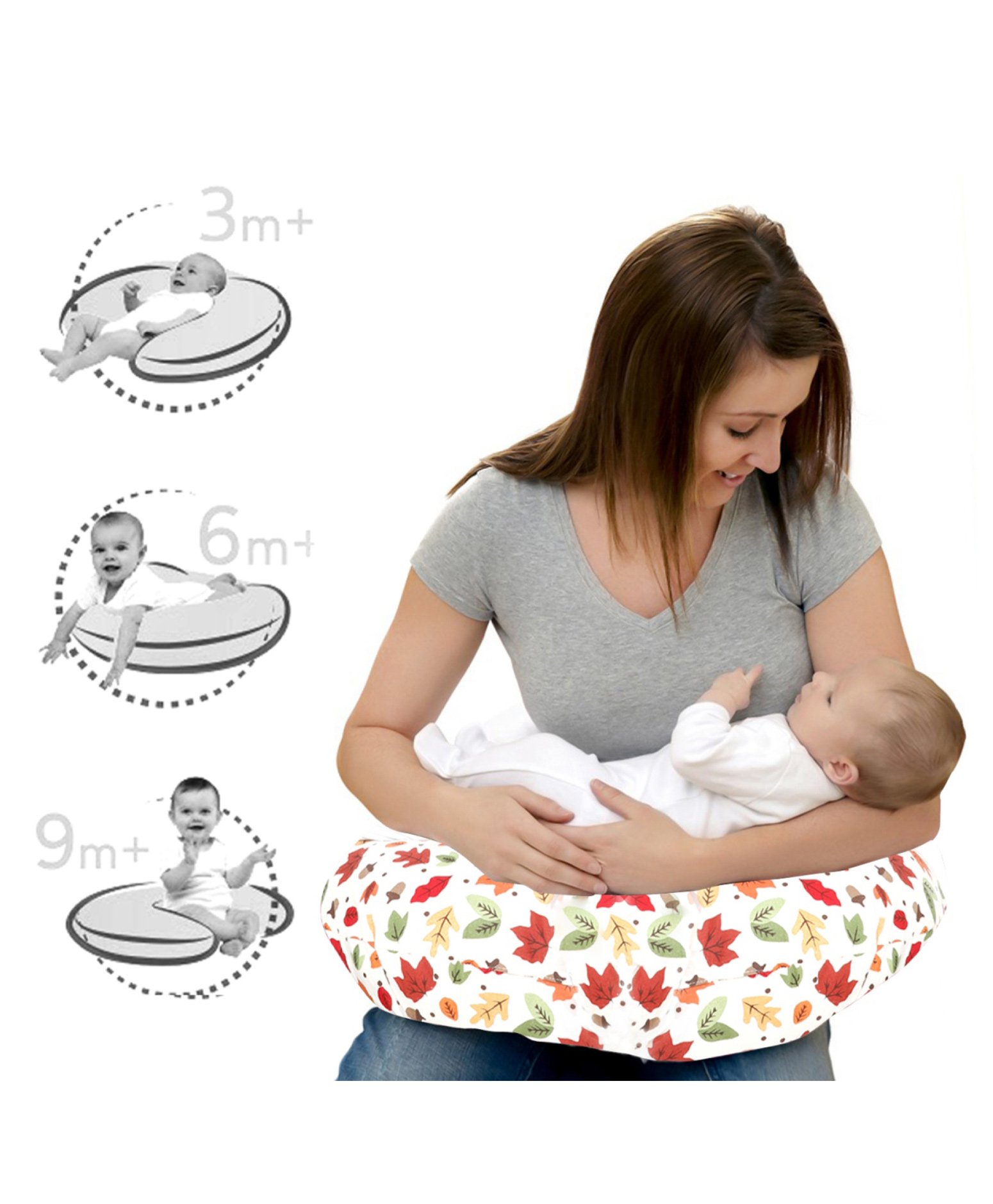 Lulamom Allergen Protected Soft Feeding Pillow Floral Print - White & Red-picture-26