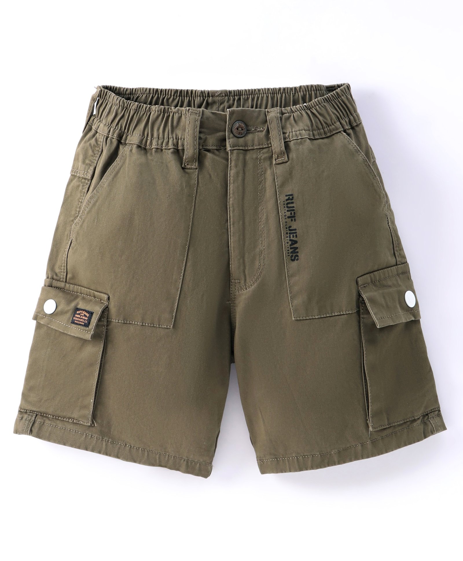 RUFF Cotton Woven Knee Length Solid Shorts - Khaki-picture-28