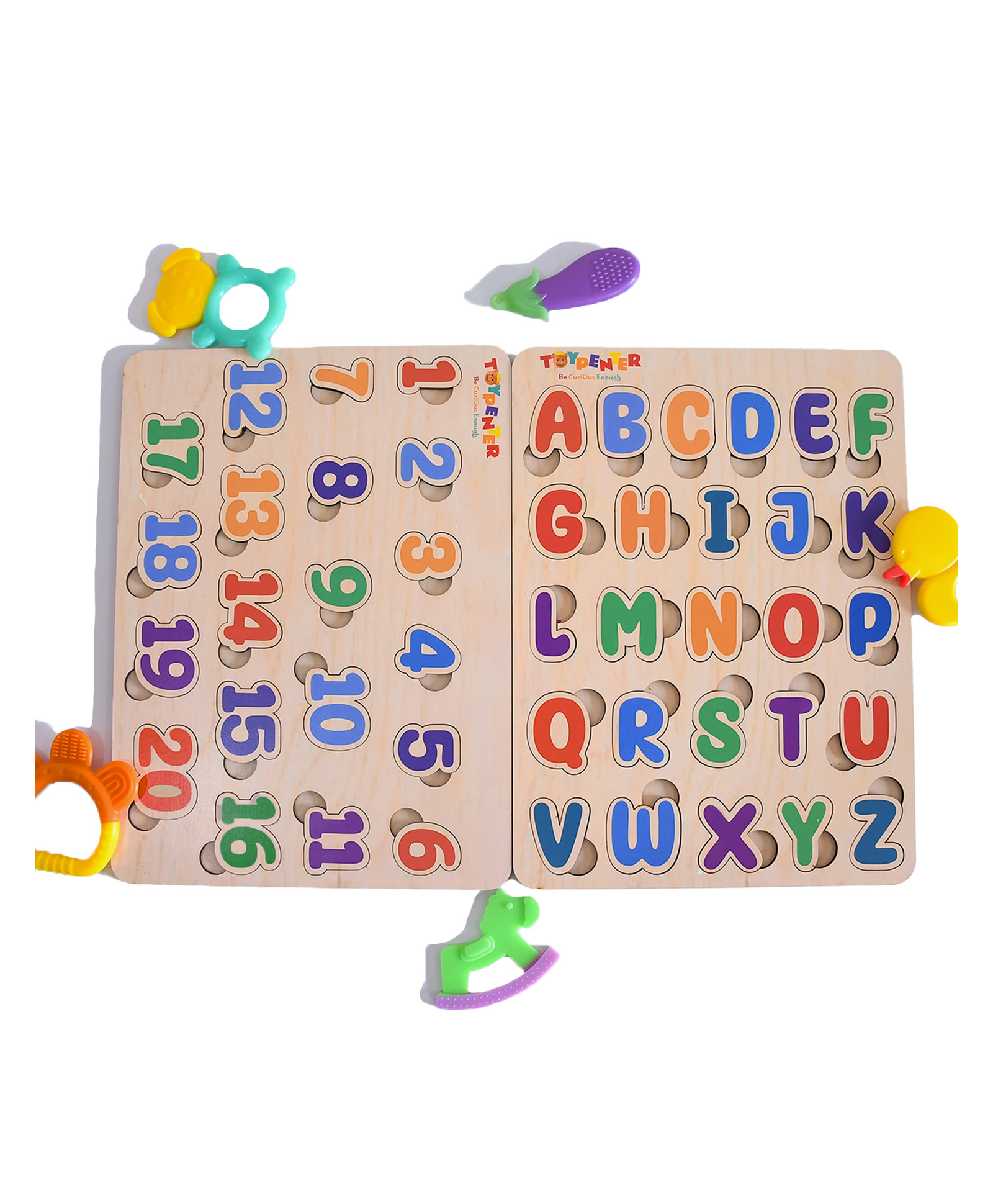 TOYPENTER Wooden Learning Educational Board for Kids, Puzzle Toys for 2 Years Old Boys & Girls - Combo Pack (Alphabets & Numbers) (ABC & 123)-image-17