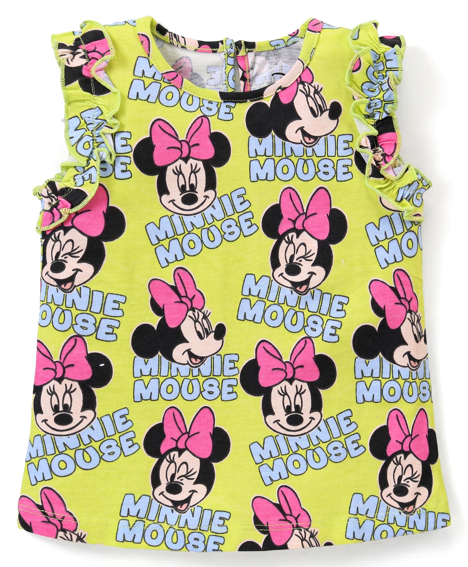 Babyhug Disney Cotton Sleeveless Top With Minnie Mouse Print - Green-picture-16