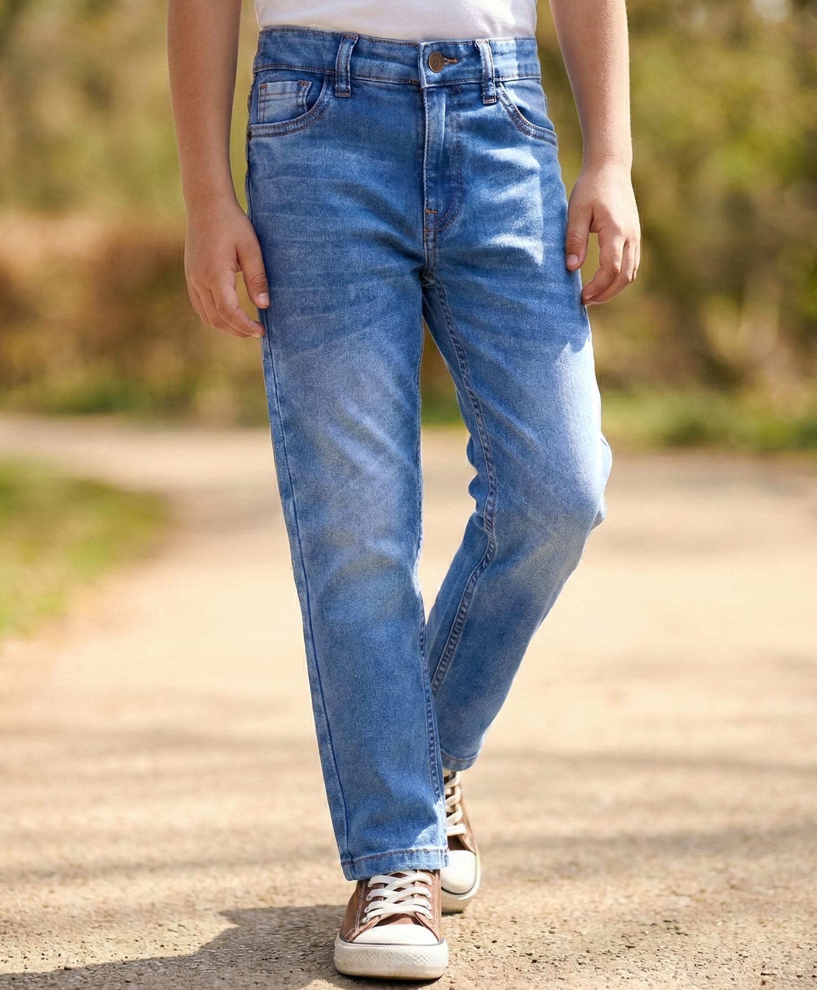 Pine Kids Woven Full Length Denim Washed Jeans - Blue-picture-26