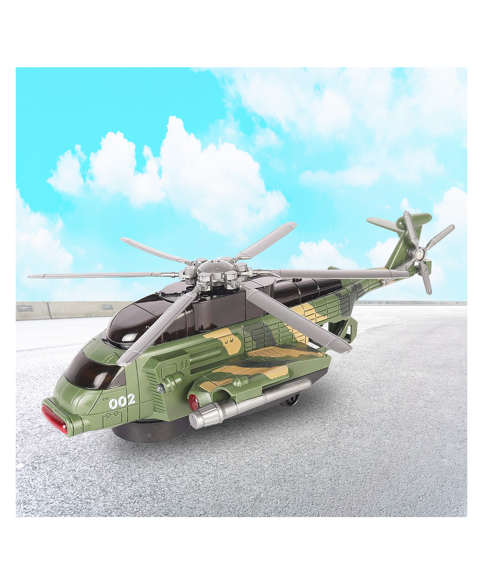 VGRASSP Apache Style Air Force Helicopter Toy for Kids - Bump and Go Action with Colourful 3D Lights, Swirls and Music-picture-10