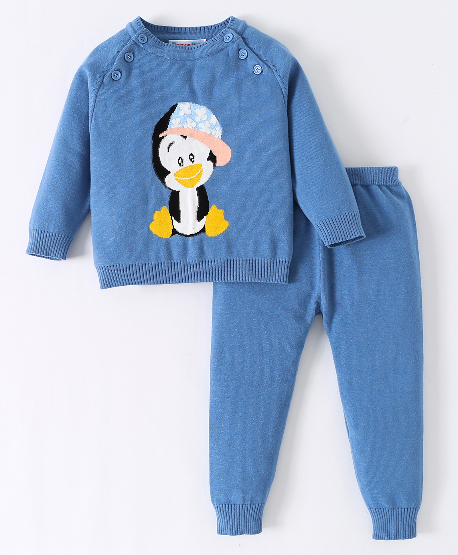 Kookie Kids Full Sleeves Pullover Raglan Sleeves Sweater Set With  Penguin Design - Blue-image-14