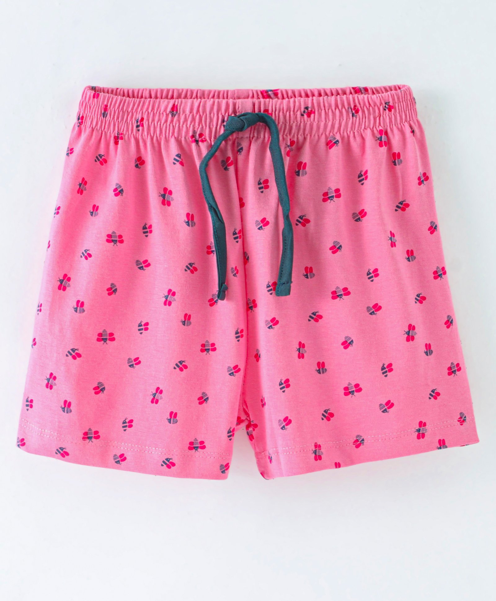 Evimo Single Jersey Knit Above Knee Length Shorts  Floral Print - Pink-picture-12