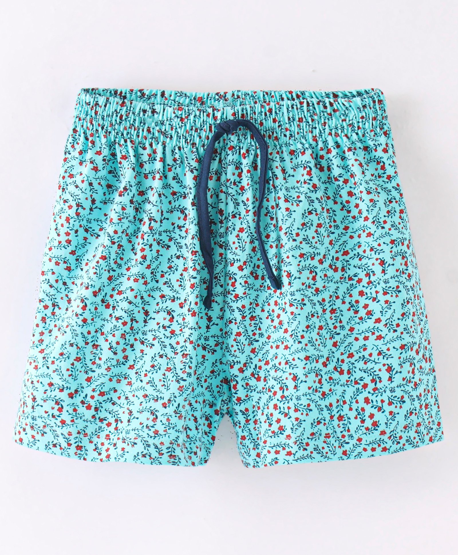 Evimo Single Jersey Knit Above Knee Length Shorts  Floral Print - Blue-picture-35