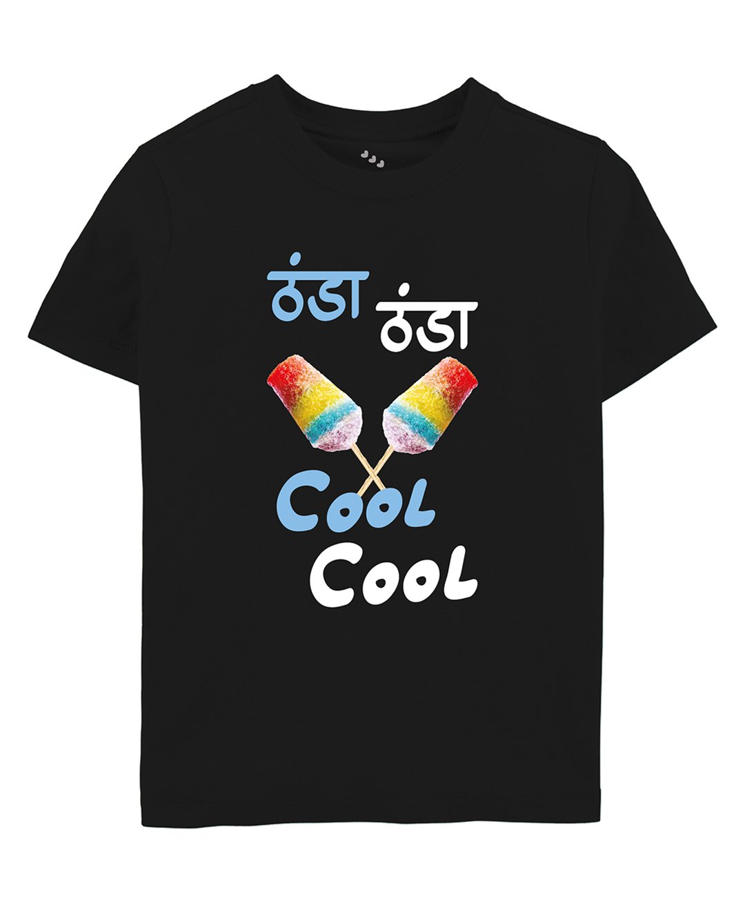 Zeezeezoo Summer Theme Half Sleeves Thanda Thanda Cool Cool Printed T-Shirt - Black-image-36
