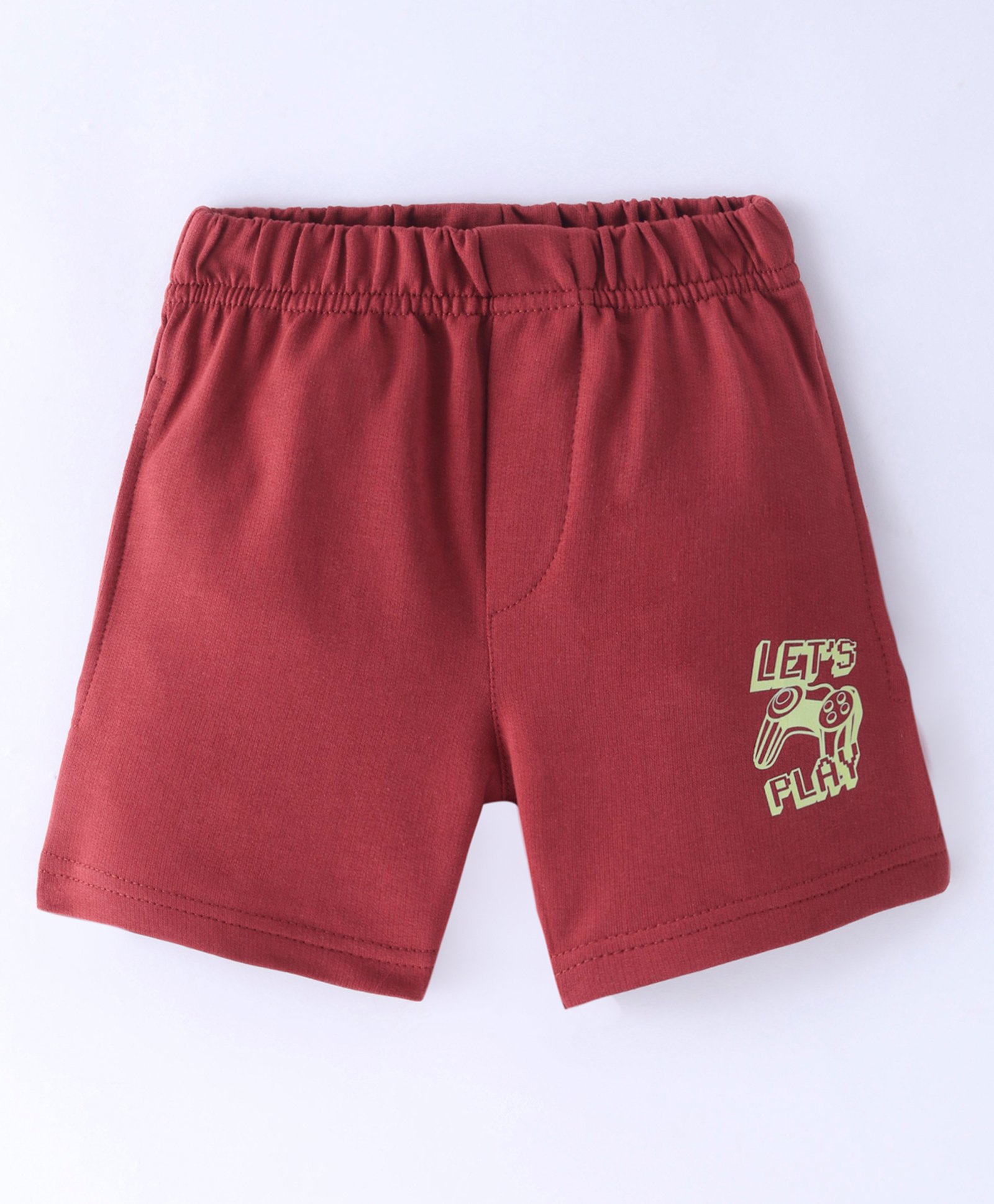 Evimo Single Jersey Above Knee Length Shorts Text Print - Burgundy-picture-33