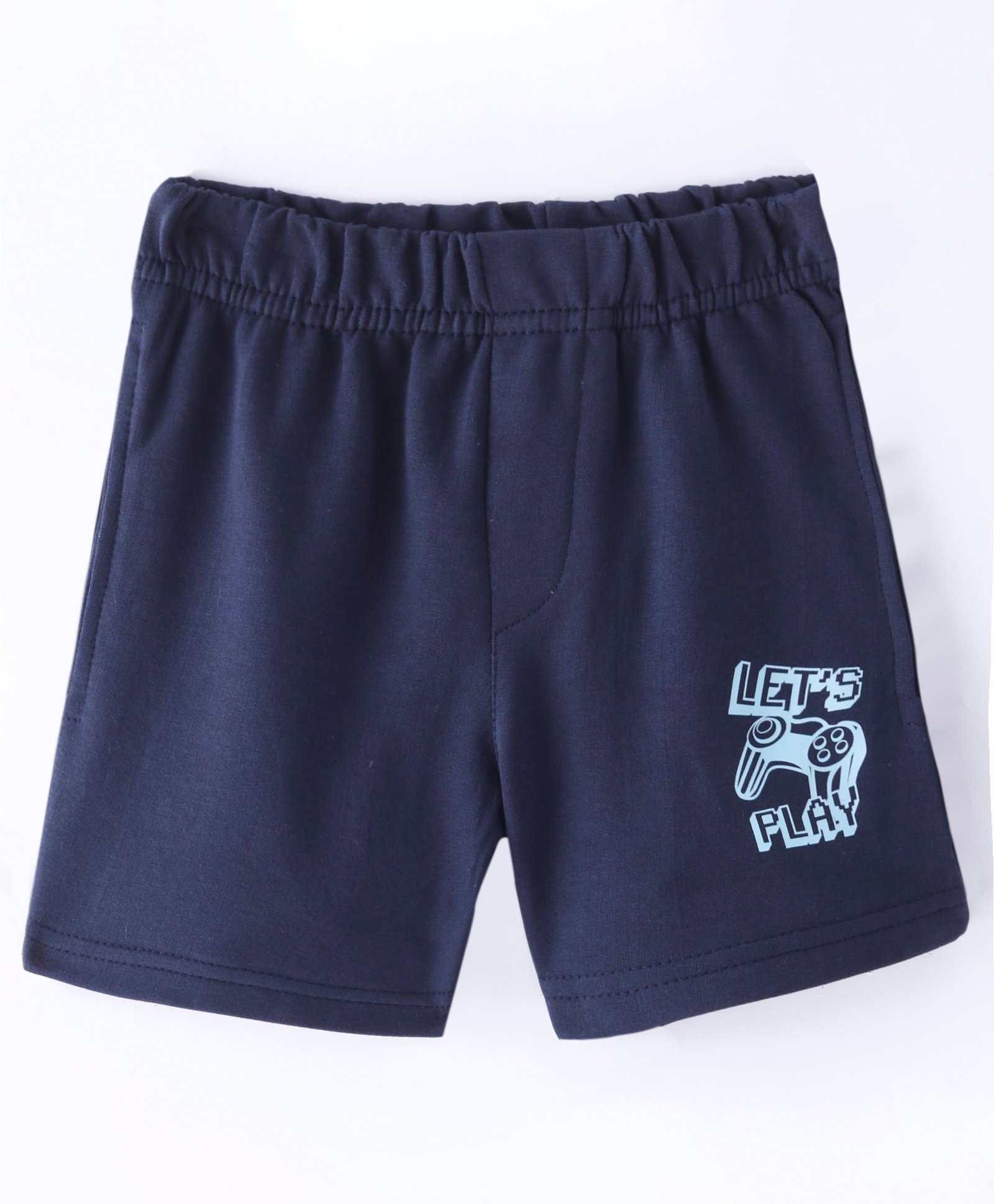 Evimo Single Jersey Above Knee Length Shorts Text Print - Navy Blue-picture-12