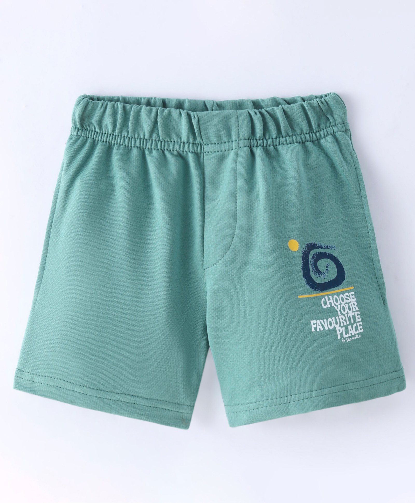 Evimo Single Jersey Above Knee Length Shorts Text Print - Green-picture-13