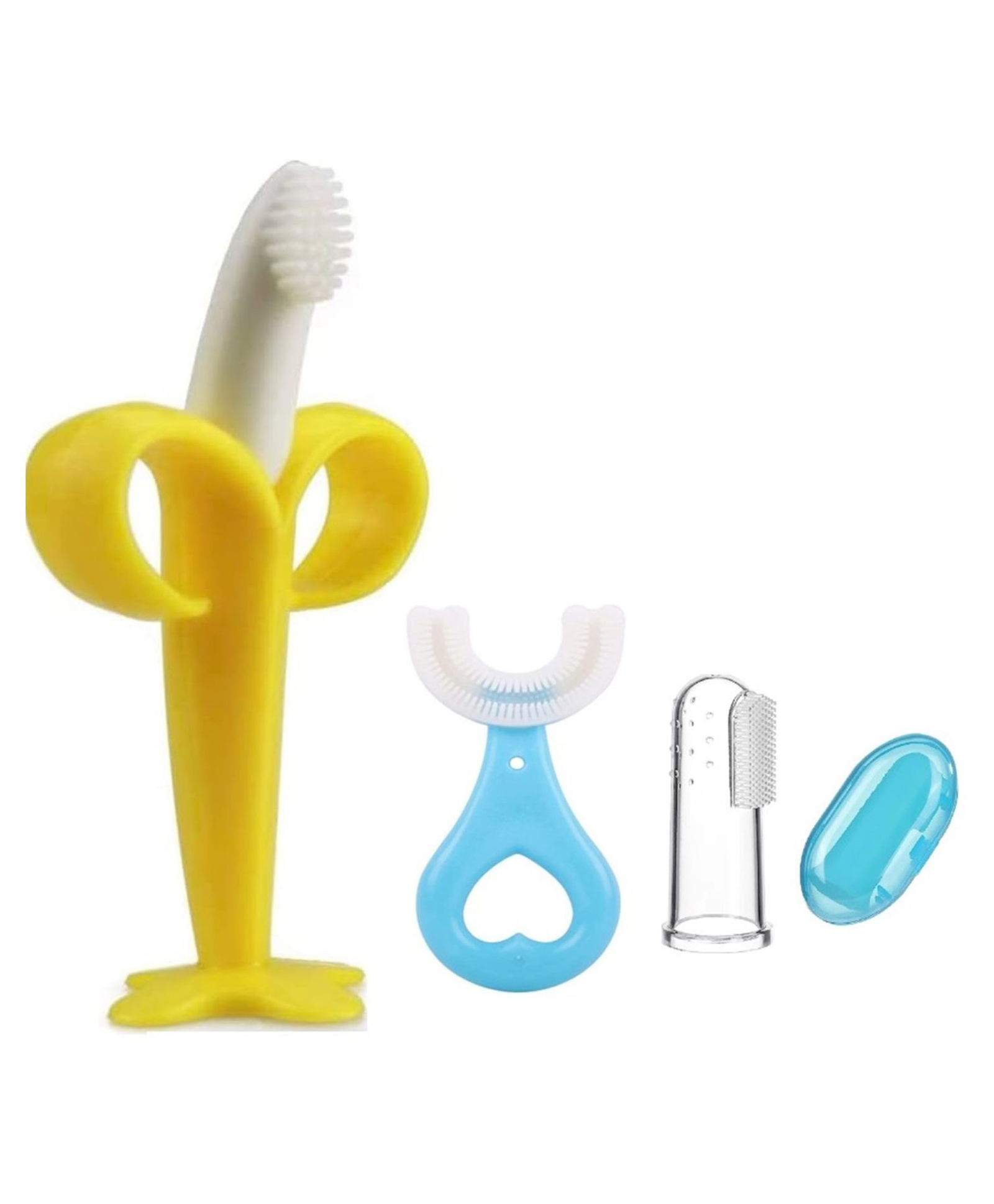 Joy Buzz Baby Banana Shape U Shape & Fingure Toothbrush Combo Pack Of 3 - Multicolor-picture-18