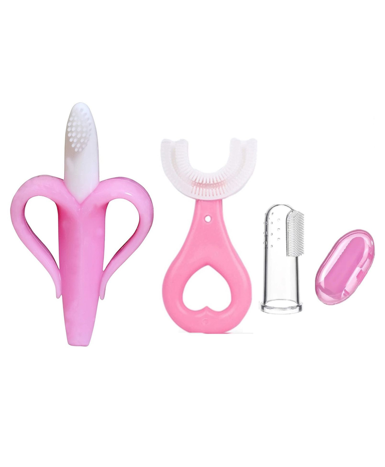 Joy Buzz Baby Banana Shape U Shape & Fingure Toothbrush Combo Pack Of 3 - Pink-picture-17