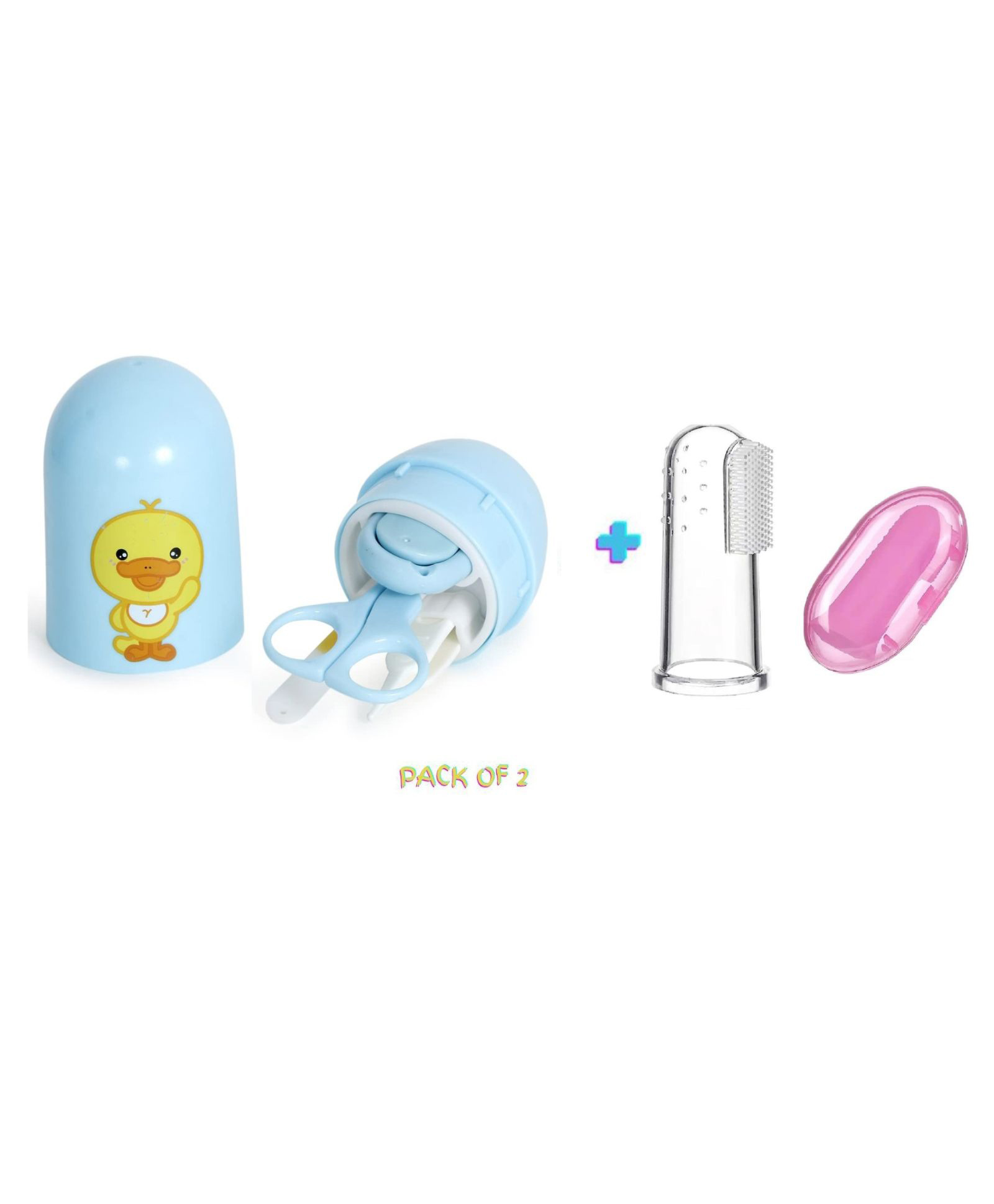 Joy Buzz Baby 4 in 1 Grooming Manicure & Pedicure Nail Essential Kit with Baby Silicone Soft Bristles Finger Brush for Oral Dental Care - Multicolour-picture-12