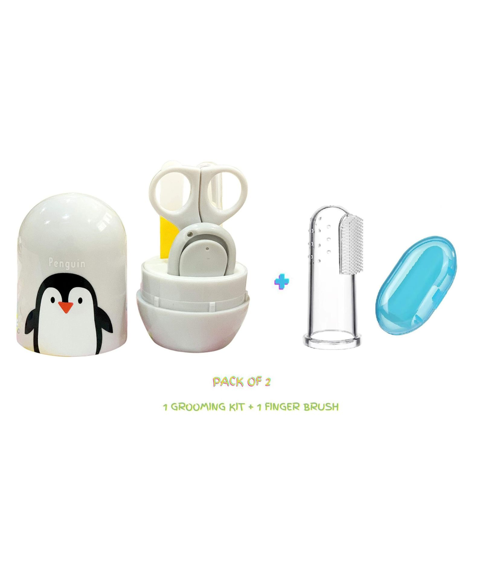 Joy Buzz Baby 4 in 1 Grooming Manicure & Pedicure Nail Essential Kit with Baby Silicone Soft Bristles Finger Brush for Oral Dental Care - Multicolour-picture-9