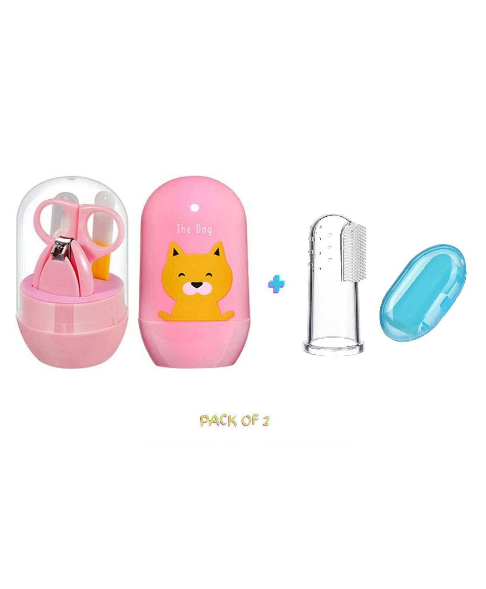 Joy Buzz Baby 4 in 1 Grooming Manicure & Pedicure Nail Essential Kit with Baby Silicone Soft Bristles Finger Brush for Oral Dental Care - Multicolour-picture-11