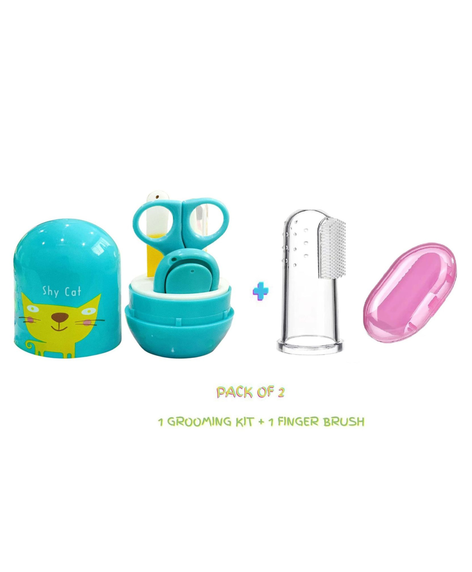 Joy Buzz Baby 4 in 1 Grooming Manicure & Pedicure Nail Essential Kit with Baby Silicone Soft Bristles Finger Brush for Oral Dental Care - Multicolour-picture-13