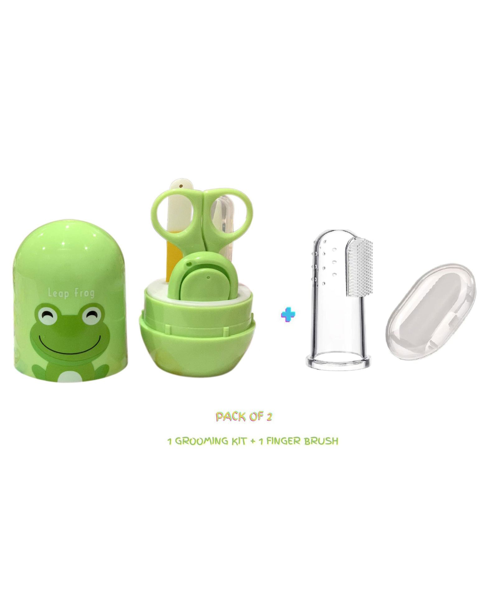 Joy Buzz Baby 4 in 1 Grooming Manicure & Pedicure Nail Essential Kit with Baby Silicone Soft Bristles Finger Brush for Oral Dental Care - Multicolour-picture-10
