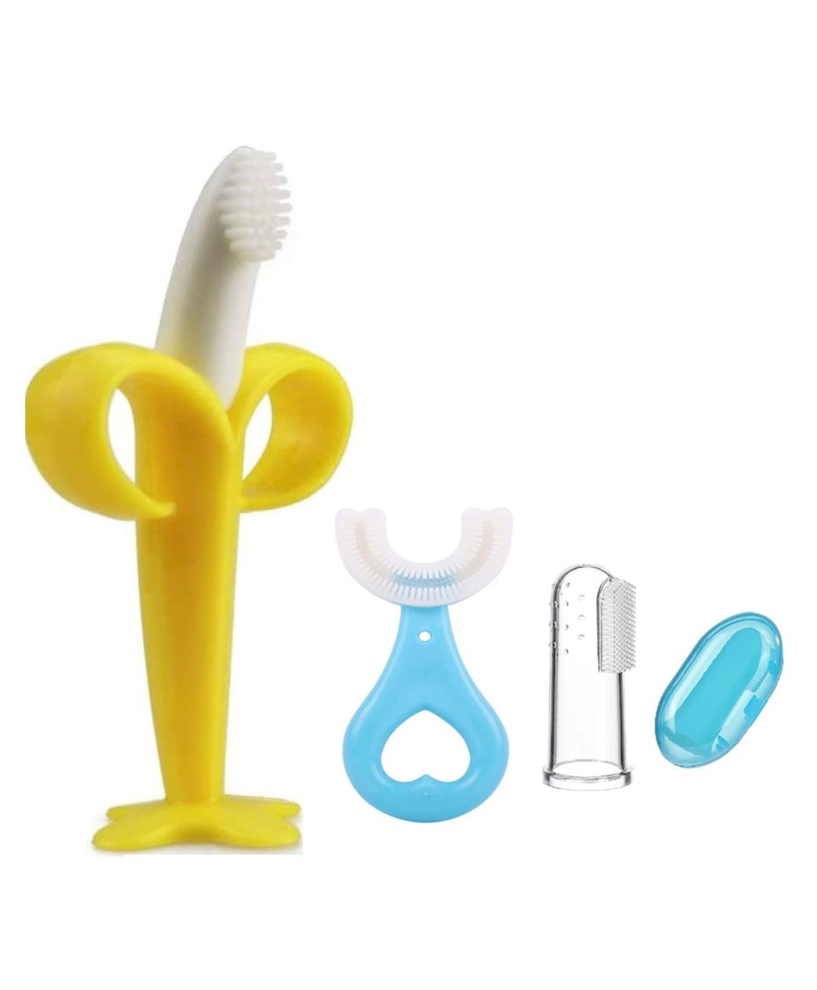 Kritiu Baby Banana Shape Toothbrush U Shape & Fingure Toothbrush Combo - Multicolor-picture-44