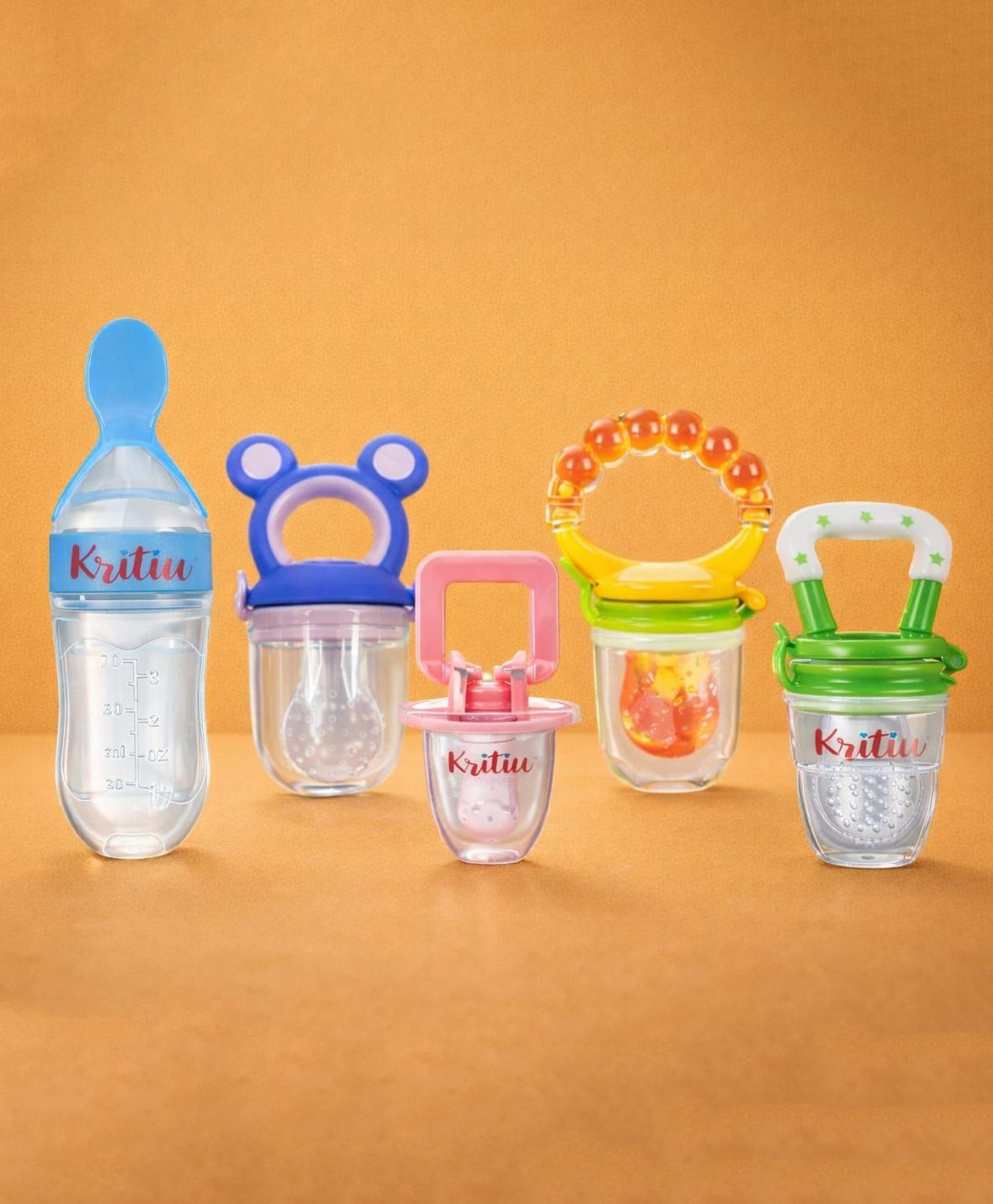 Kritiu Baby Spoon Feeder Fruit Nibbler & Pacifier Feeding Combo - Multicolor-picture-49