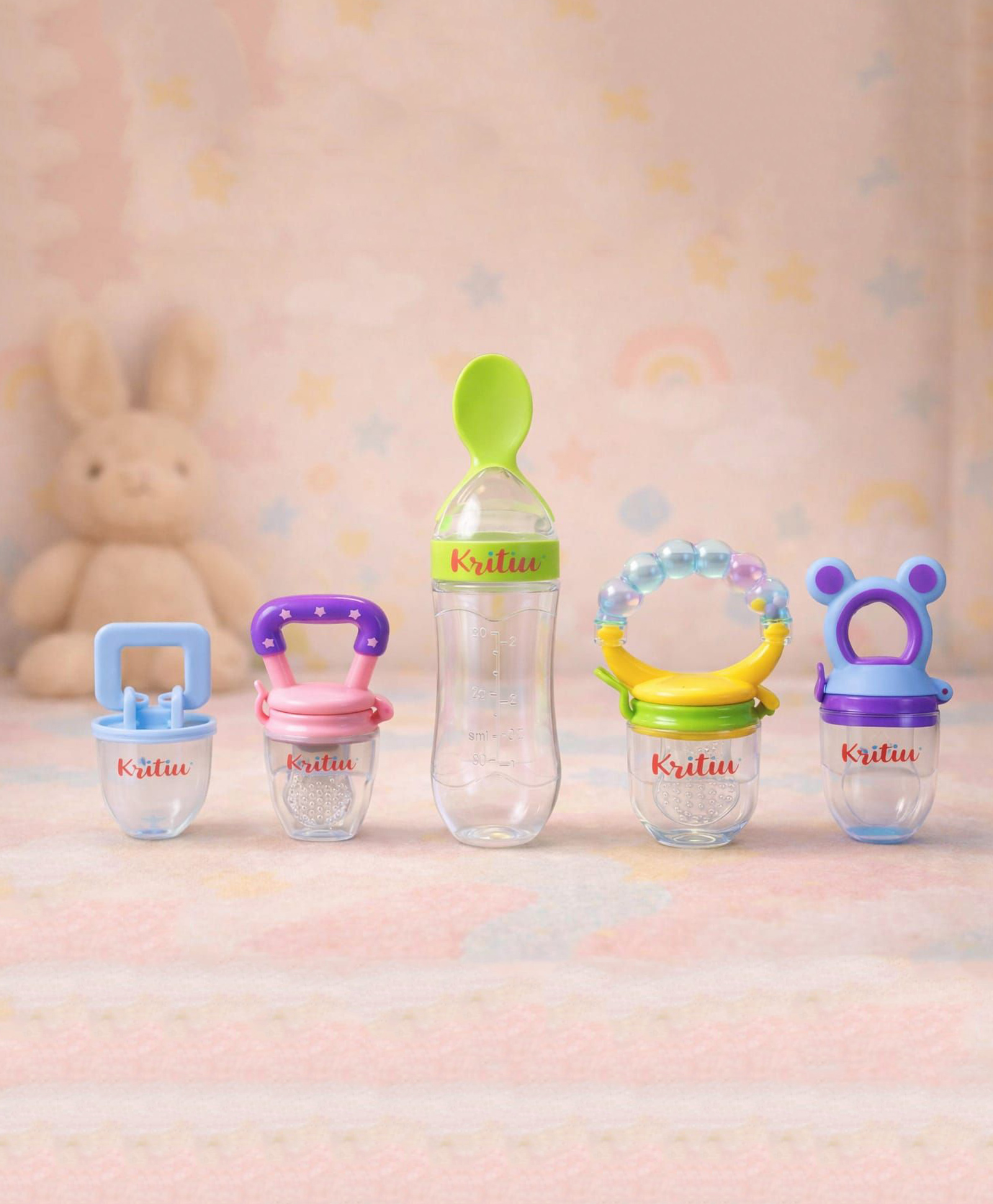 Kritiu Baby Spoon Feeder Fruit Nibbler & Pacifier Feeding Combo - Multicolor-picture-48