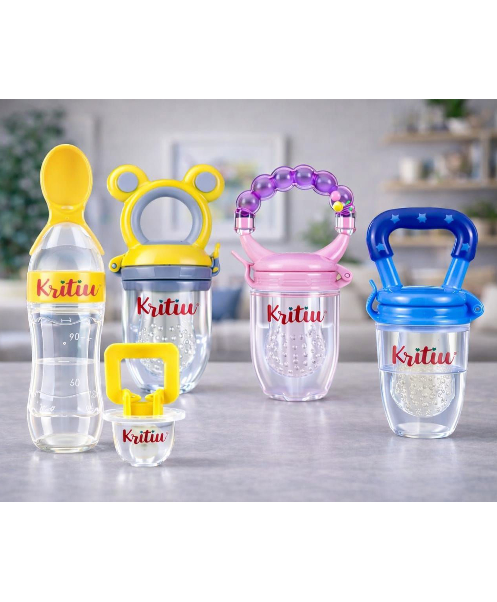 Kritiu Baby Spoon Feeder Fruit Nibbler & Pacifier Feeding Combo - Multicolor-picture-47