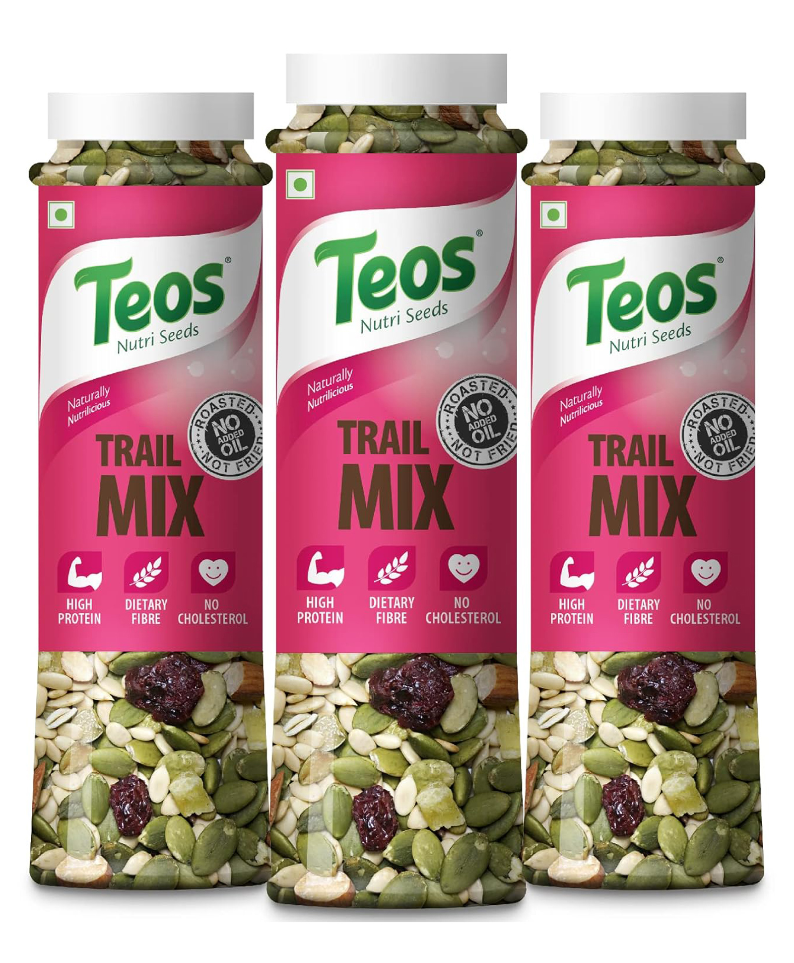 Teos Trail Mix 6 in 1 Roasted And Salted (Almonds, Cranberry, Mix seeds & dried Pineapple) Pack of 3-390 g-image-6