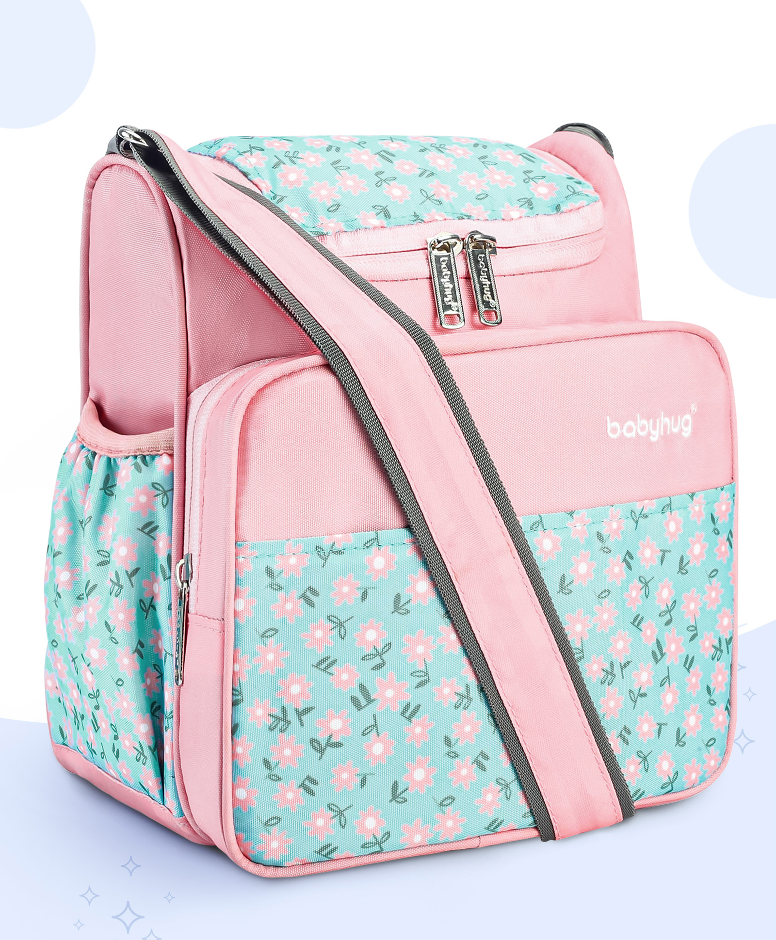Babyhug Mini & Compact Sling Diaper Bag Floral Print- Pink-picture-22