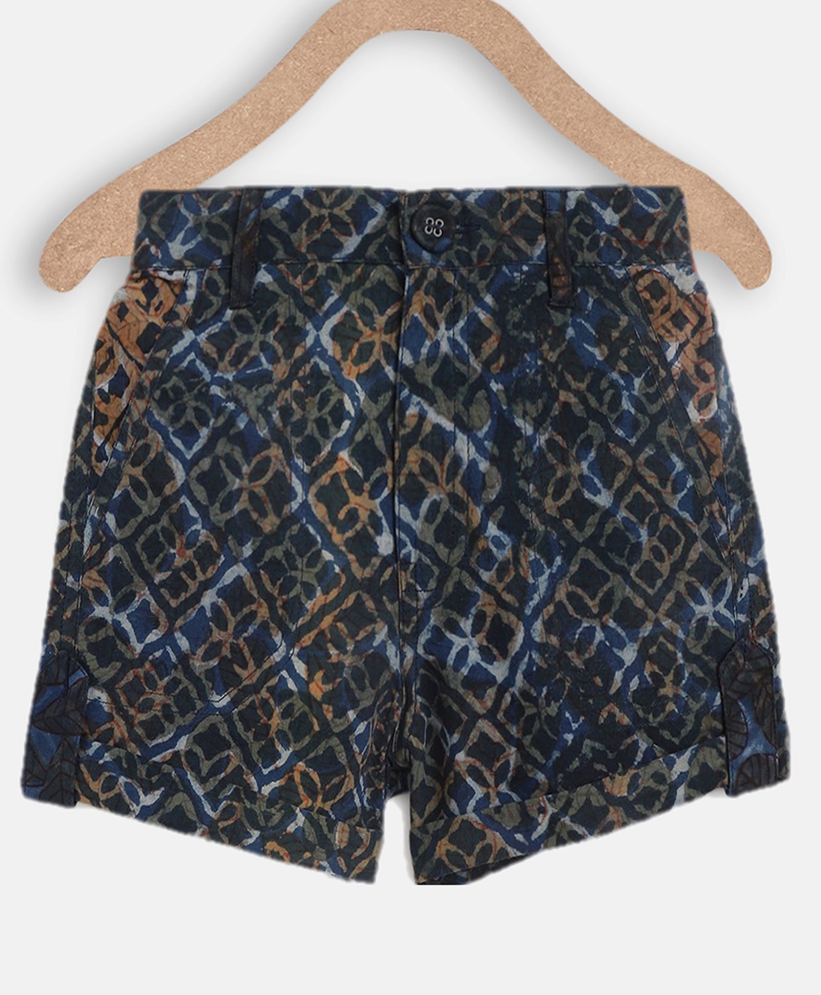 Charkhee Cotton Abstract Printed Shorts - Blue-picture-10