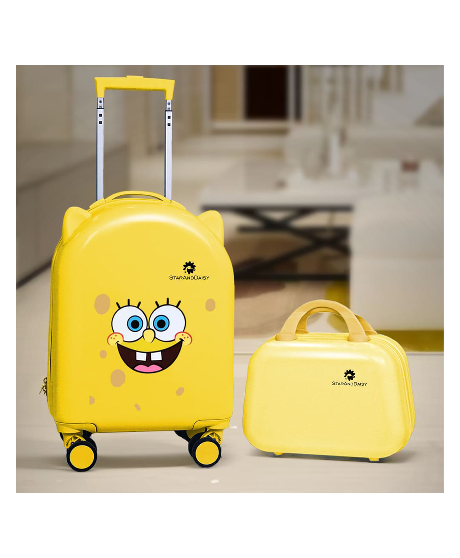 StarAndDaisy  Travel Suitcase with wheel, smooth zipper, telescopic trolley style combo with mini hand suitcase - Yellow
