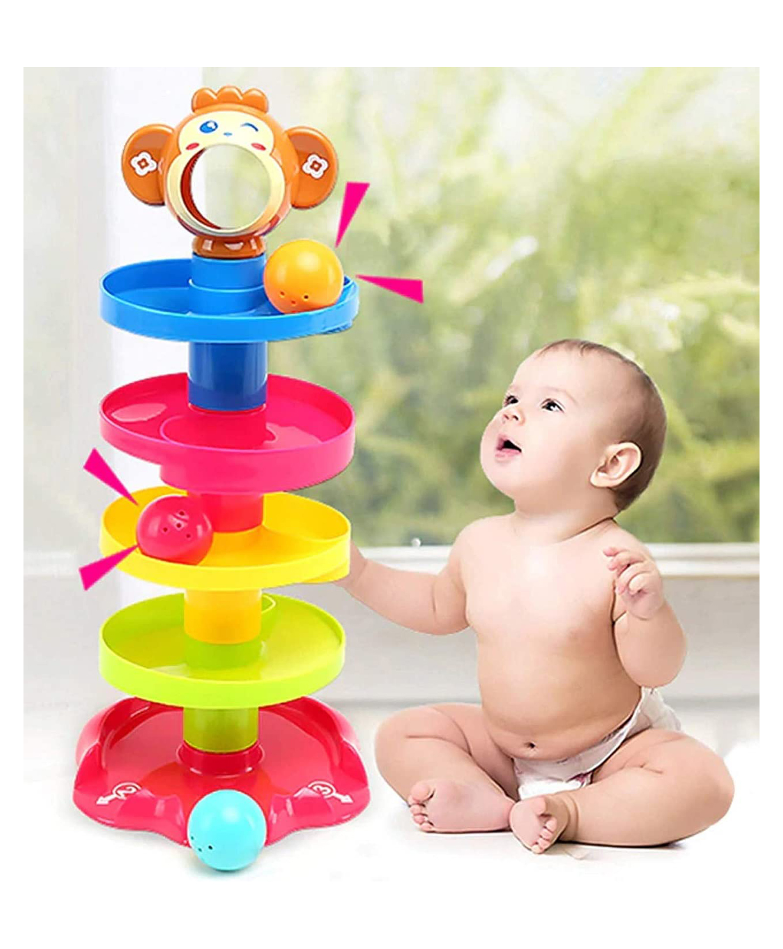 Lattice 5-Layer Rolling Ball Drop Tower Toy for Toddlers-picture-22