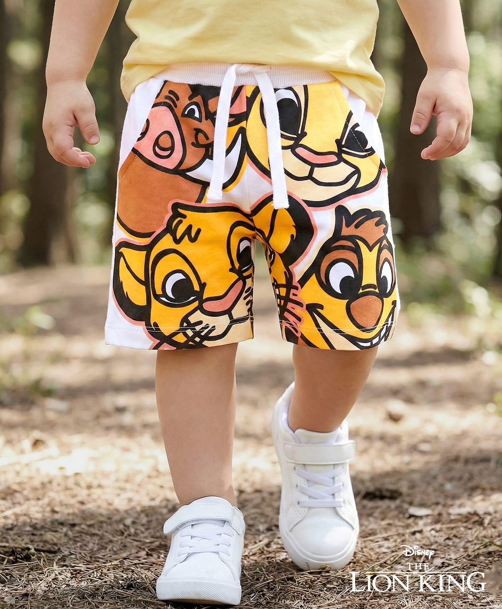 Babyhug Disney Terry Knit  Shorts With Lion King Print - White-image-36