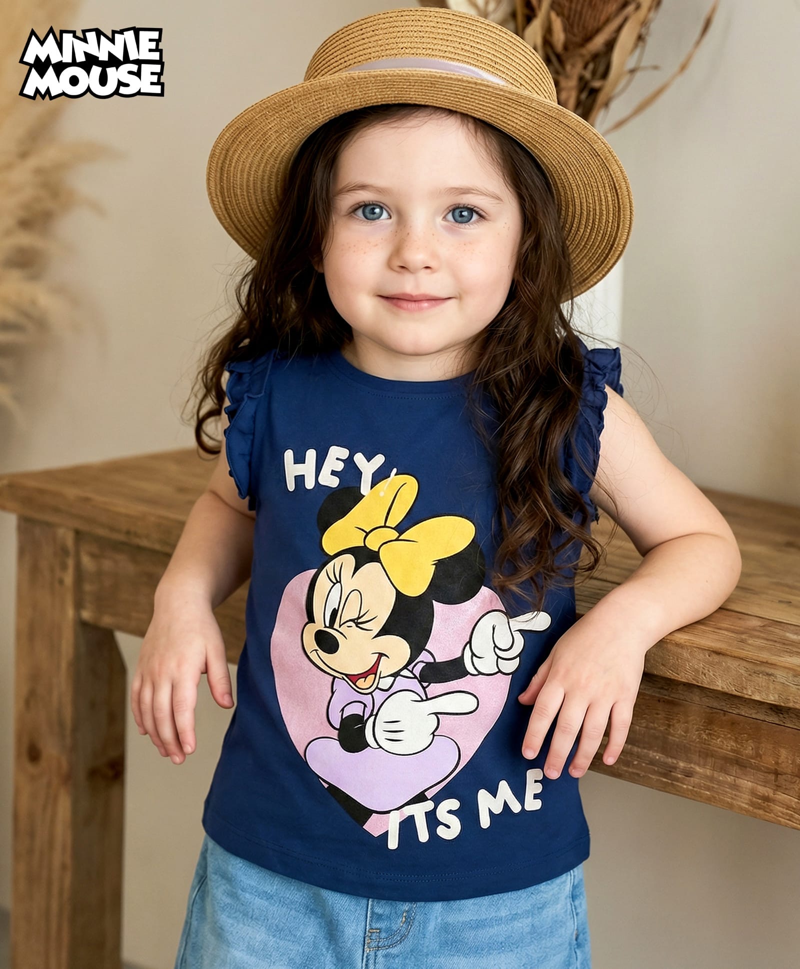 Babyhug Disney Cotton Sleeveless Top With Frills Detailing & Minnie Mouse Graphics - Navy Blue-image-21