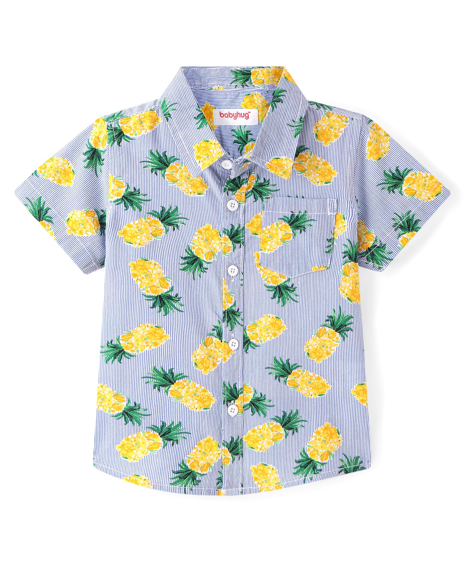 Babyhug Cotton Half Sleeves Striped Shirt Floral Print - Multicolour-image-23