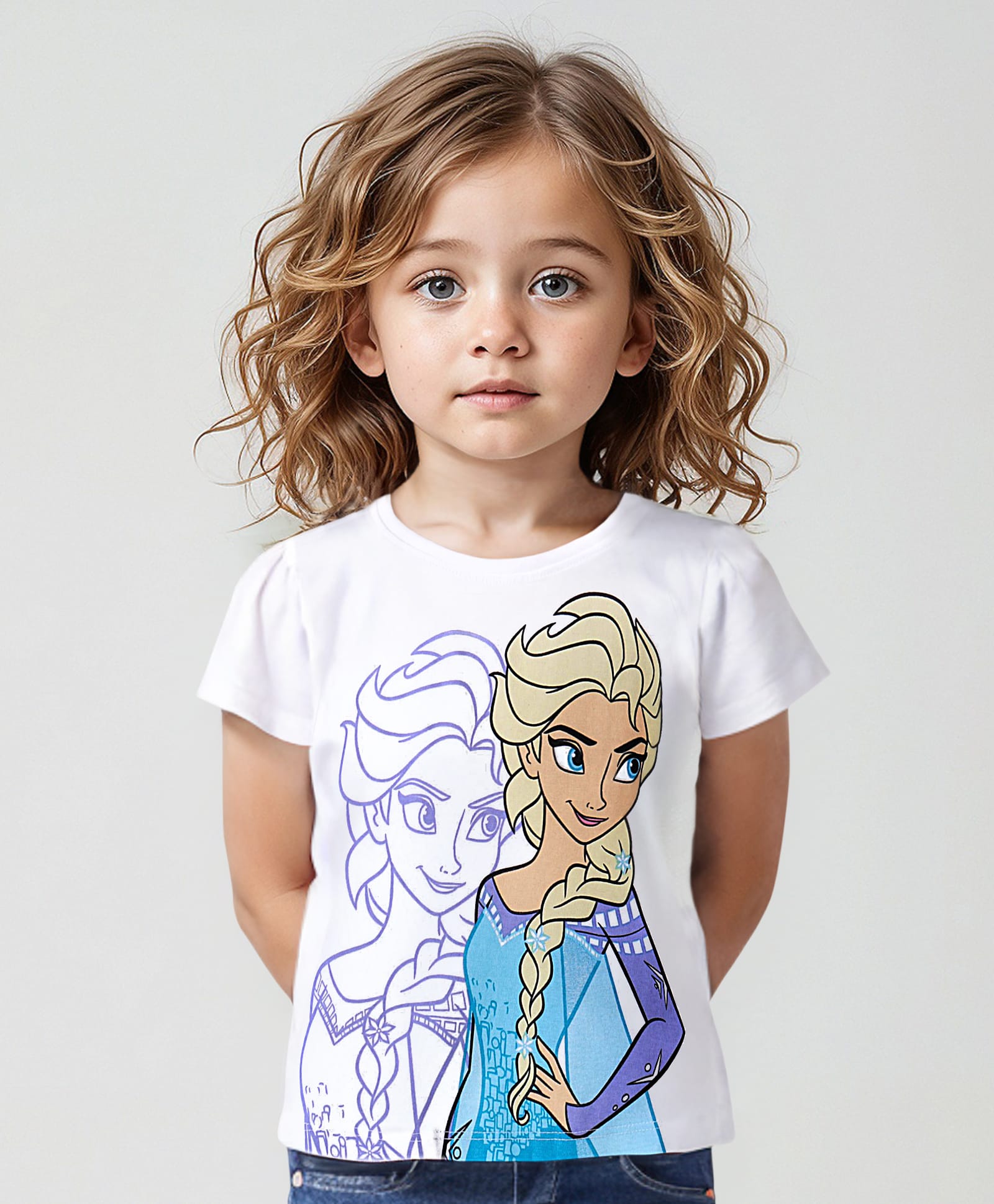 Babyhug Disney  100% Cotton Knit Half Sleeves Top with Princess Graphics - White-picture-26