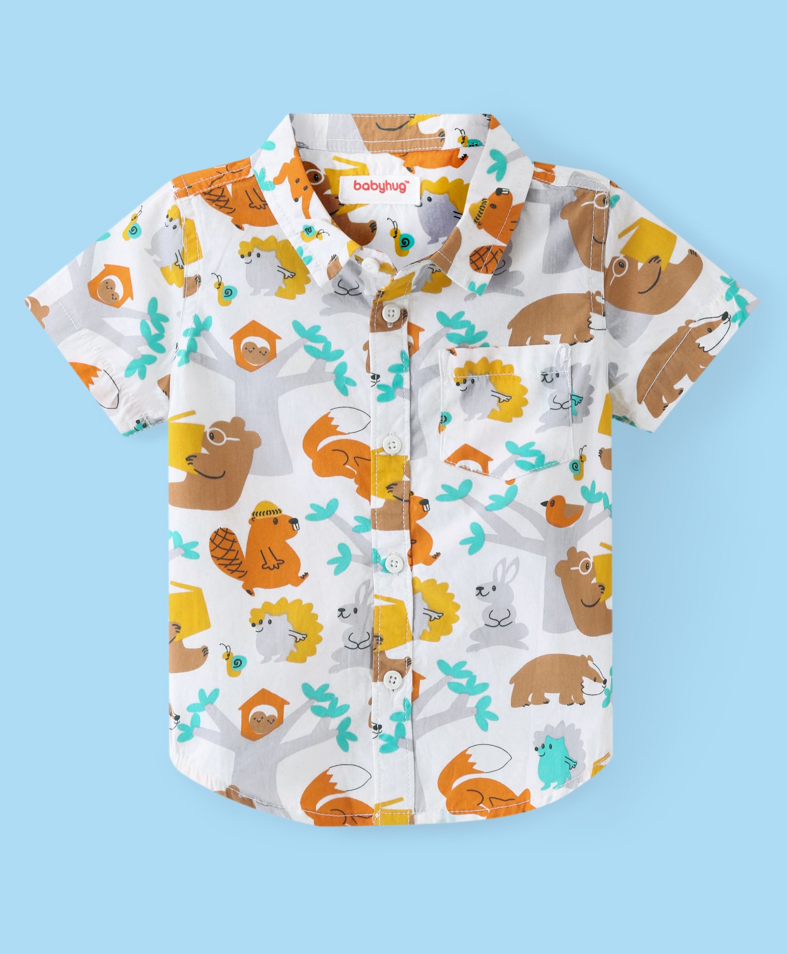 Babyhug Cotton Woven Half Sleeves Shirt Animal Print - Multicolour-picture-11