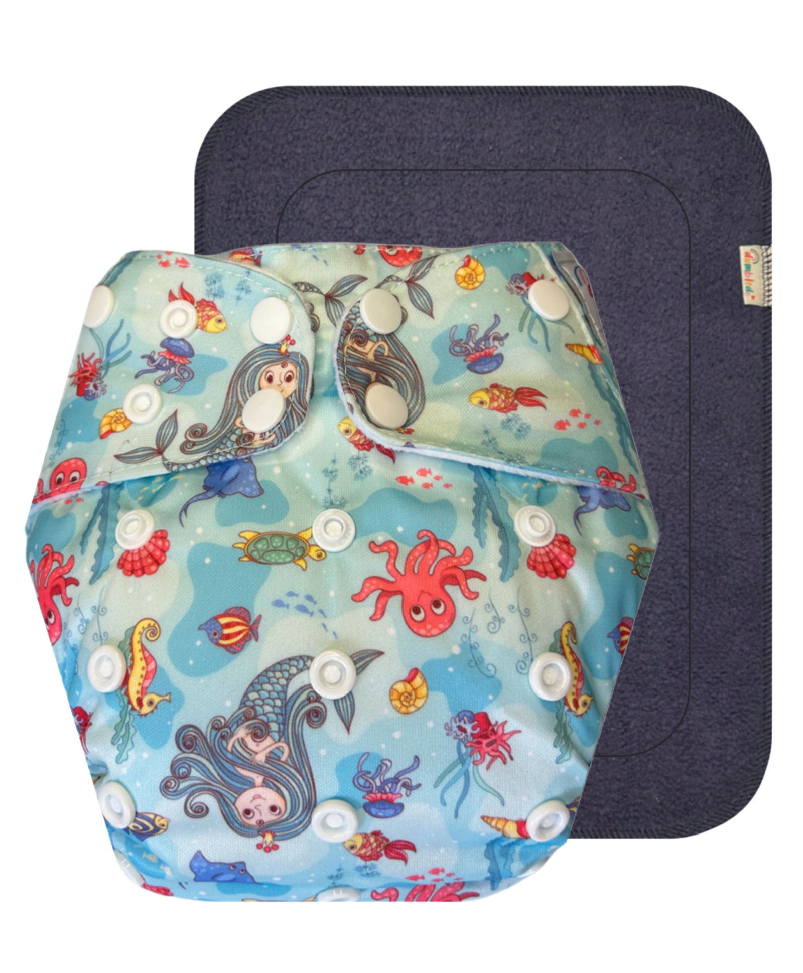 Dumbledo Premium BlueMermaid Free Size Leak proof Washable Unisex Reusable Cloth Diaper With 6-layer Black Insert Pack of 1 - Blue-picture-25