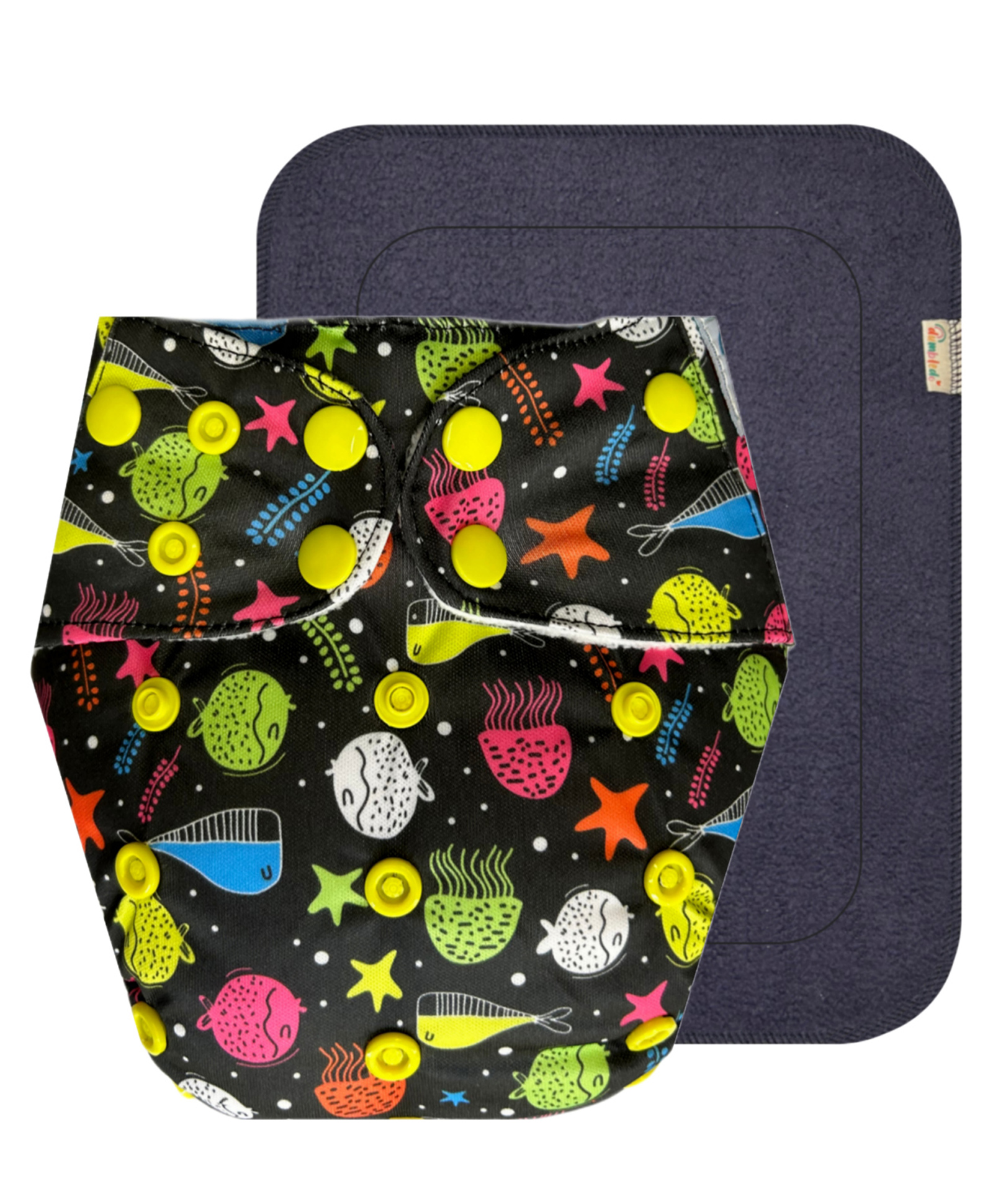 Dumbledo Premium BlackSea Free Size Leak proof Washable Unisex Reusable Cloth Diaper With 6-layer Black Insert Pack of 1 - Black-image-34