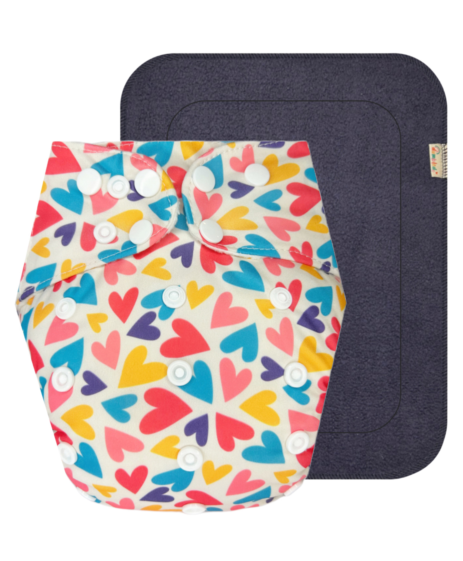 dumbledo DumbledoWhiteHeart Washable Unisex Reusable Cloth Diaper With Black Pad - Cream-picture-26