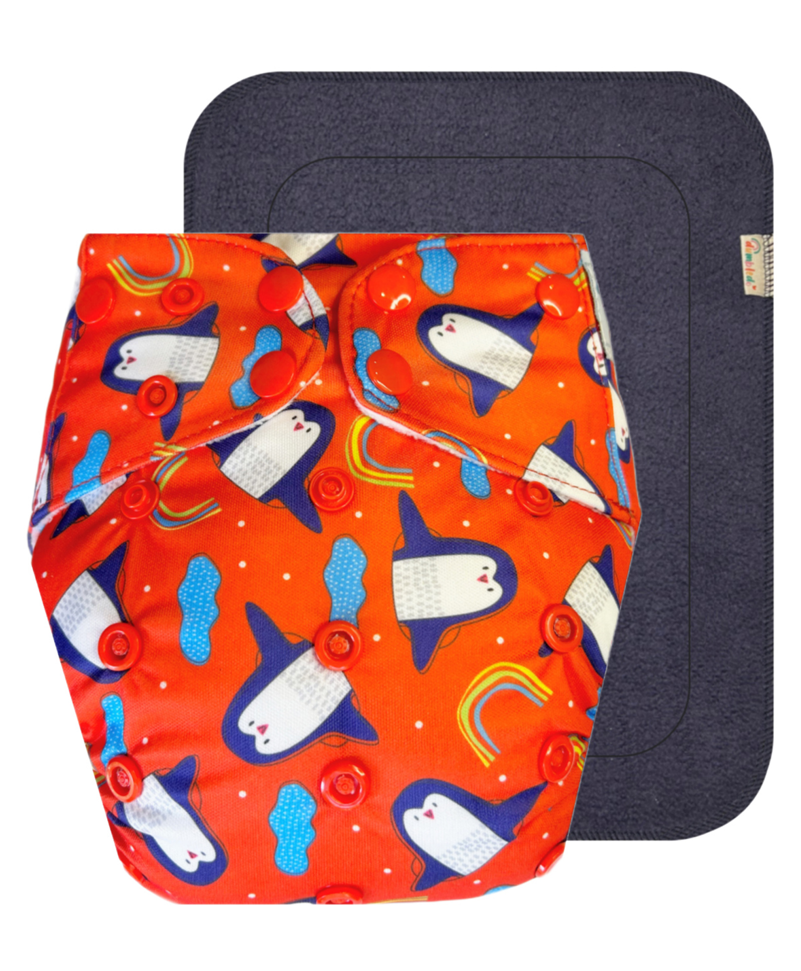 dumbledo DumbledoWhiteHeart Washable Unisex Reusable Cloth Diaper With Black Pad - Red-picture-14