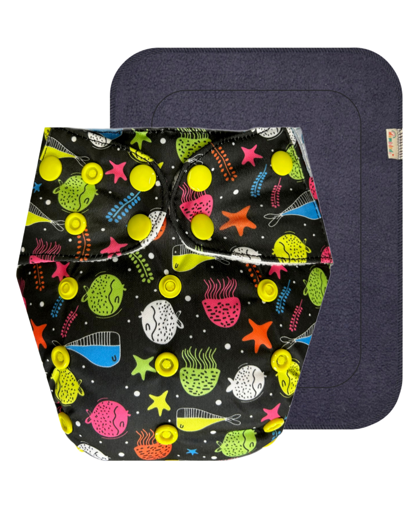 Dumbledo Washable Unisex Reusable Cloth Diaper With Black Pad - Black-picture-23