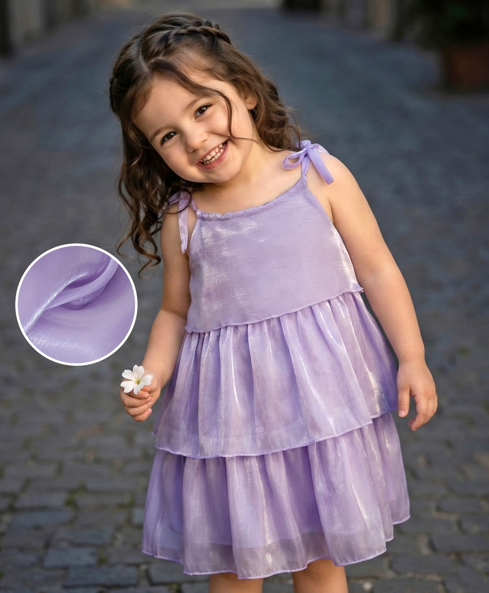 Kookie Kids Sleeveless Party Layered Frock Solid Colour - Purple-image-21