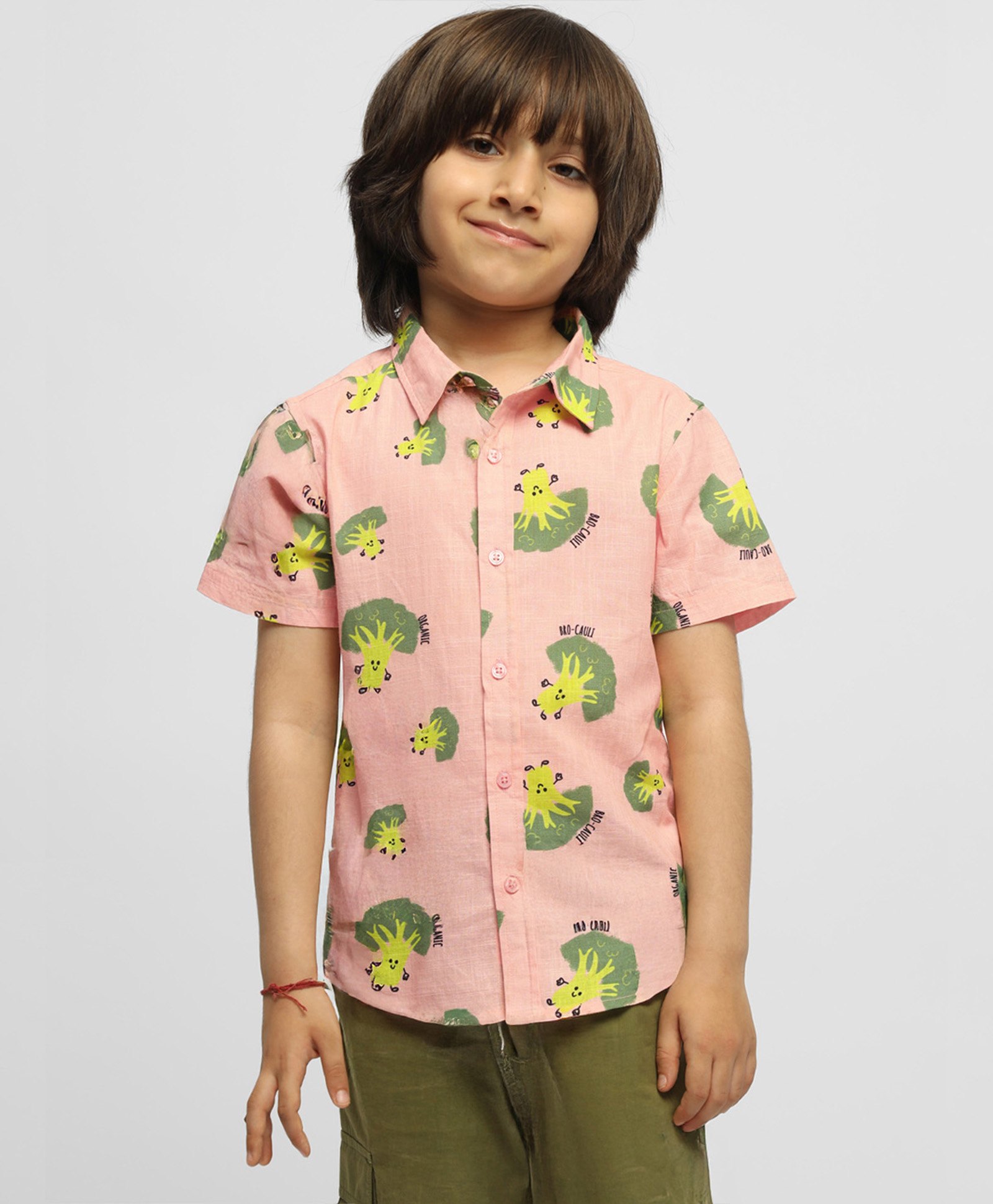 Somersault Half Sleeves Broccoli Printed Shirt - Pink-image-7